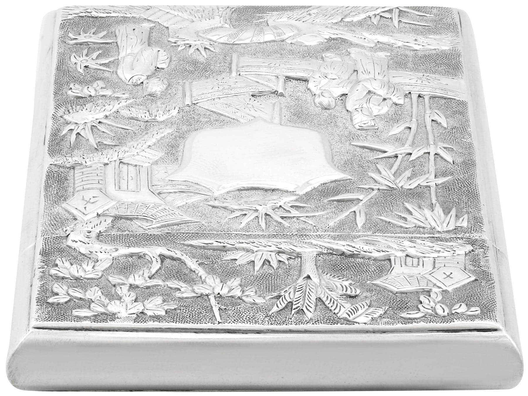 1870s Antique Chinese Export Silver Card Case For Sale 3