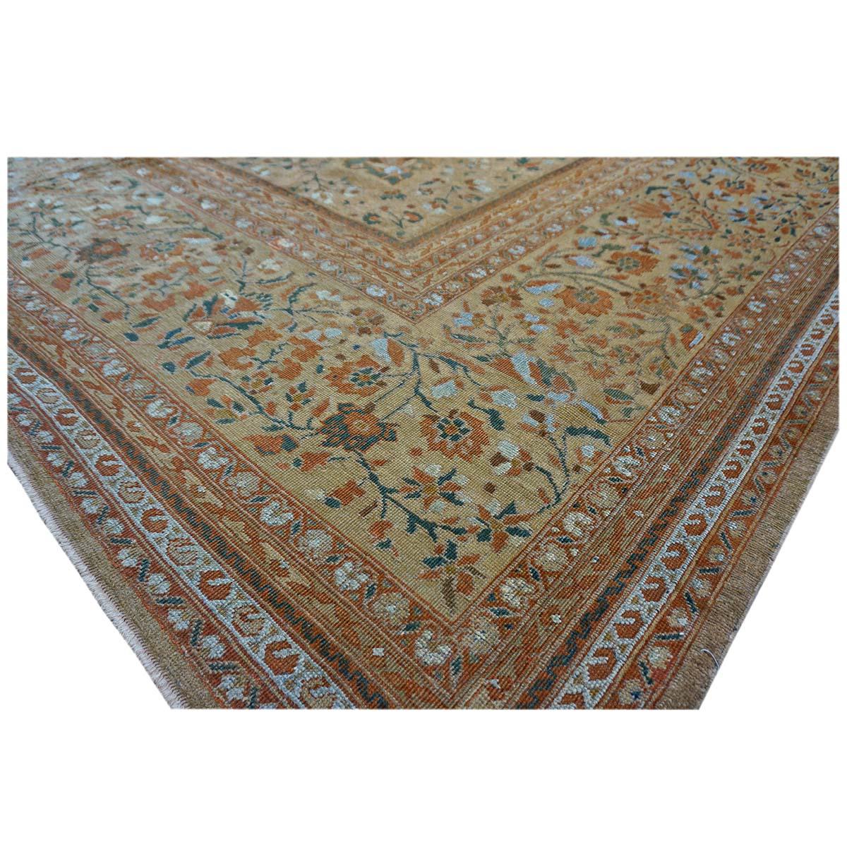 Antiker persischer Ziegler Sultanabad 15x21 Teppich aus den 1870er Jahren in Hellblau, Rost und Hellblau im Angebot 10