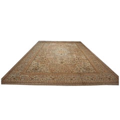 1870s Antique Persian Ziegler Sultanabad 15x21 Tan, Rust, & Light Blue Area Rug