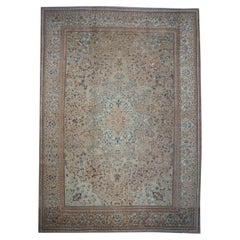 Antiker persischer Ziegler Sultanabad 15x21 Teppich aus den 1870er Jahren in Hellblau, Rost und Hellblau