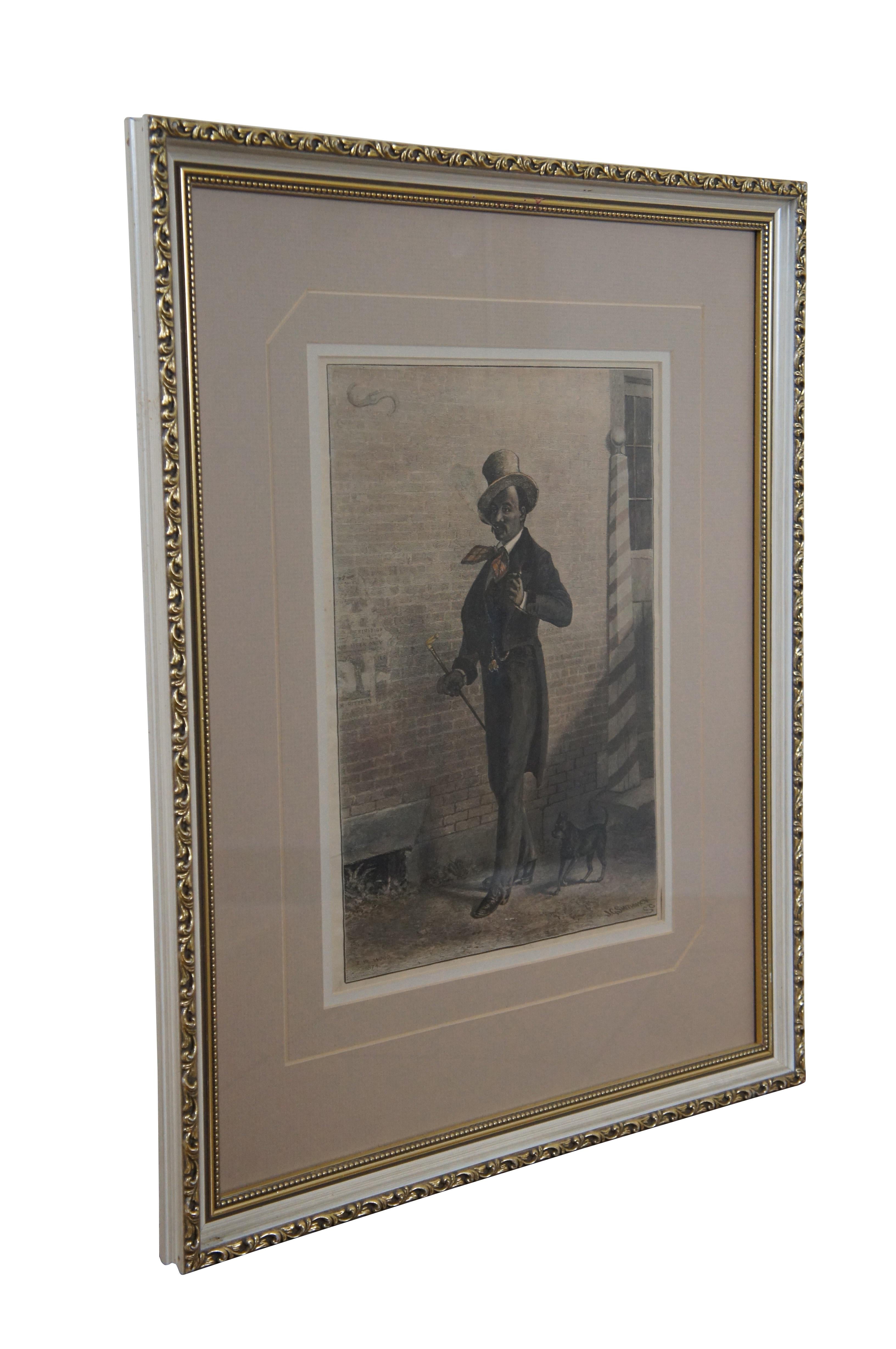 Victorian 1870s Antique Southern Sketches A Gentleman of Color Black Gentleman Engraving