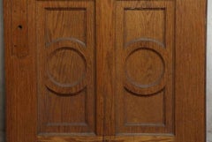 1870s Arched Stained Glass Swinging Wood Church Door