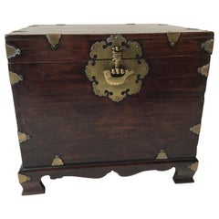 1870s Asian Box on Stand with Brass Accents