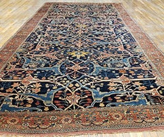 1870s Blue Multicolor Antique Persian Garrus Bijar Rug 8'10"x23'8" Wool Carpet