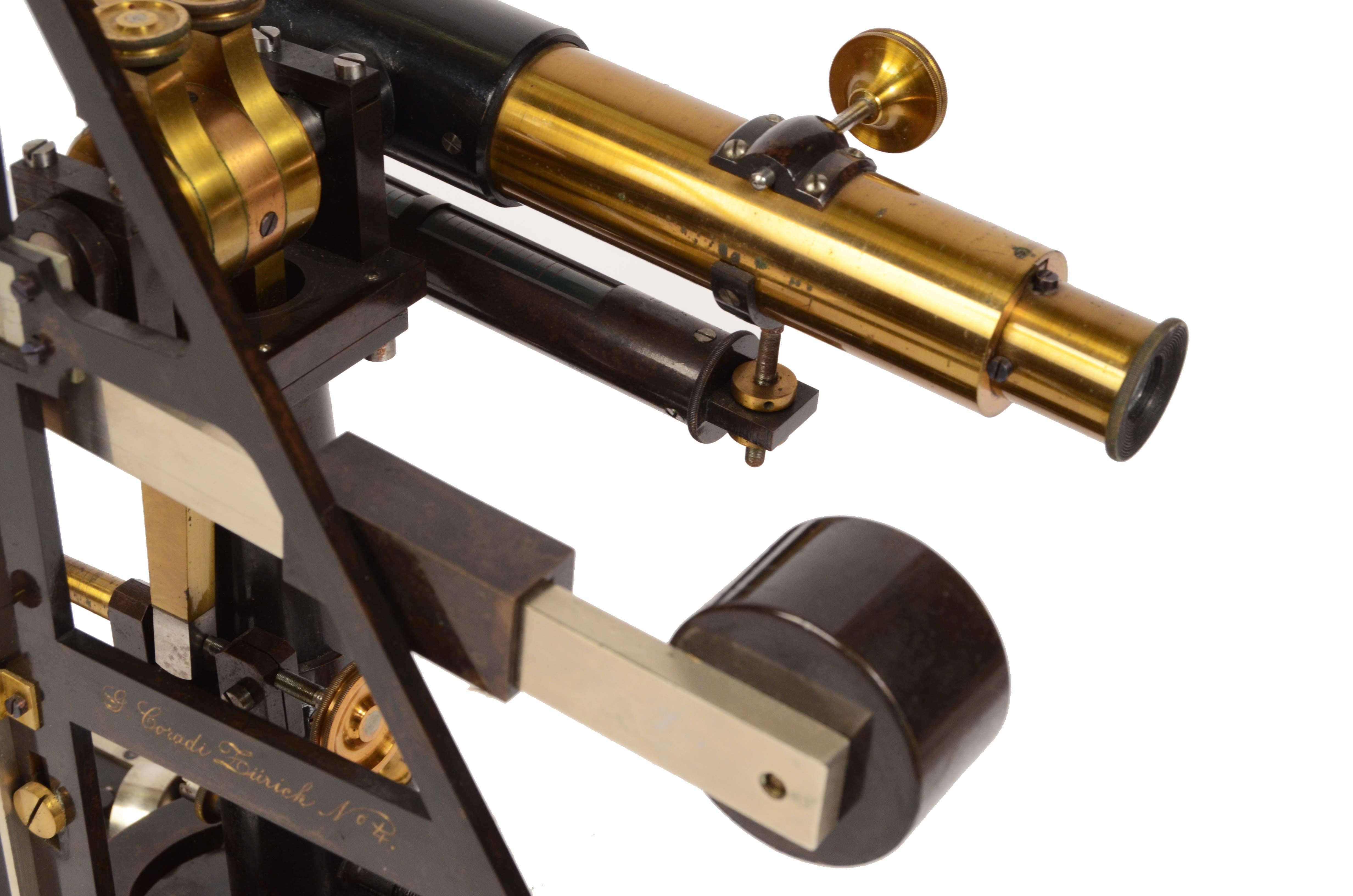 1870s Brass Cathetometer Signed G. Coradi Zurich Antique Scientific Instrument 12