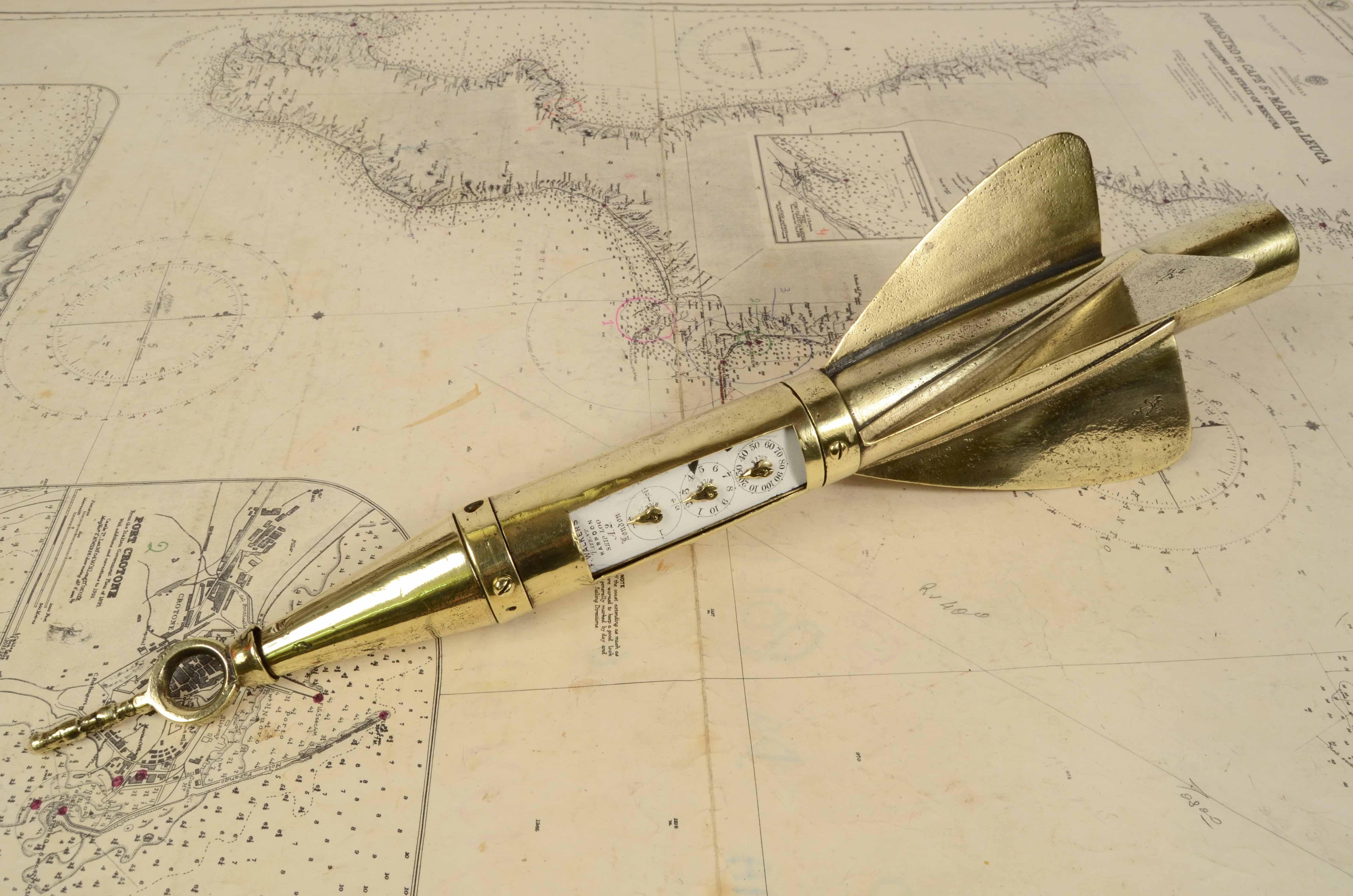 1870s Brass Ship Log Walker's Harpoon Antique Marine Navigation