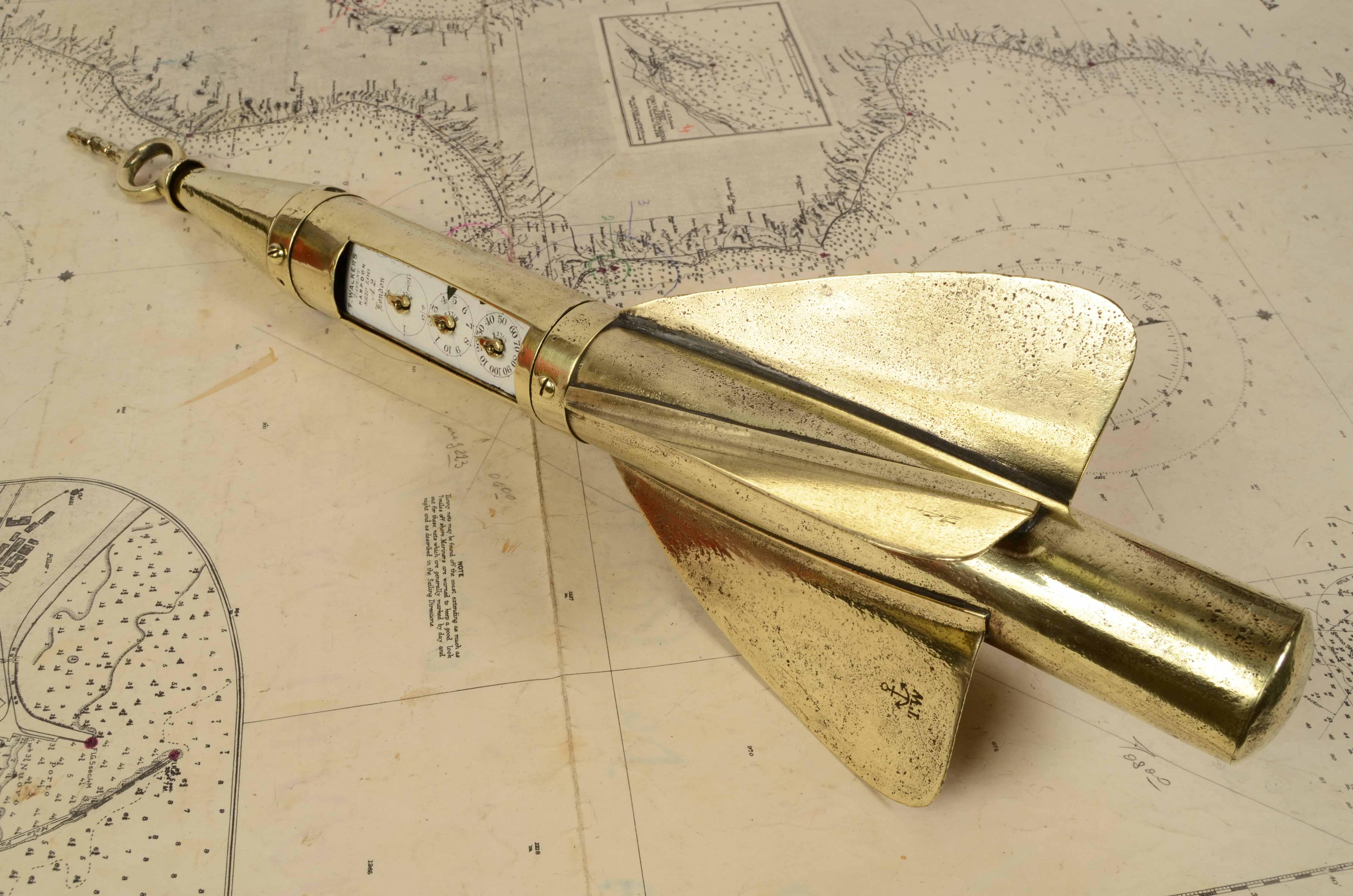 1870s Brass Ship Log Walker's Harpoon Antique Marine Navigation Instrument In Good Condition In Milan, IT