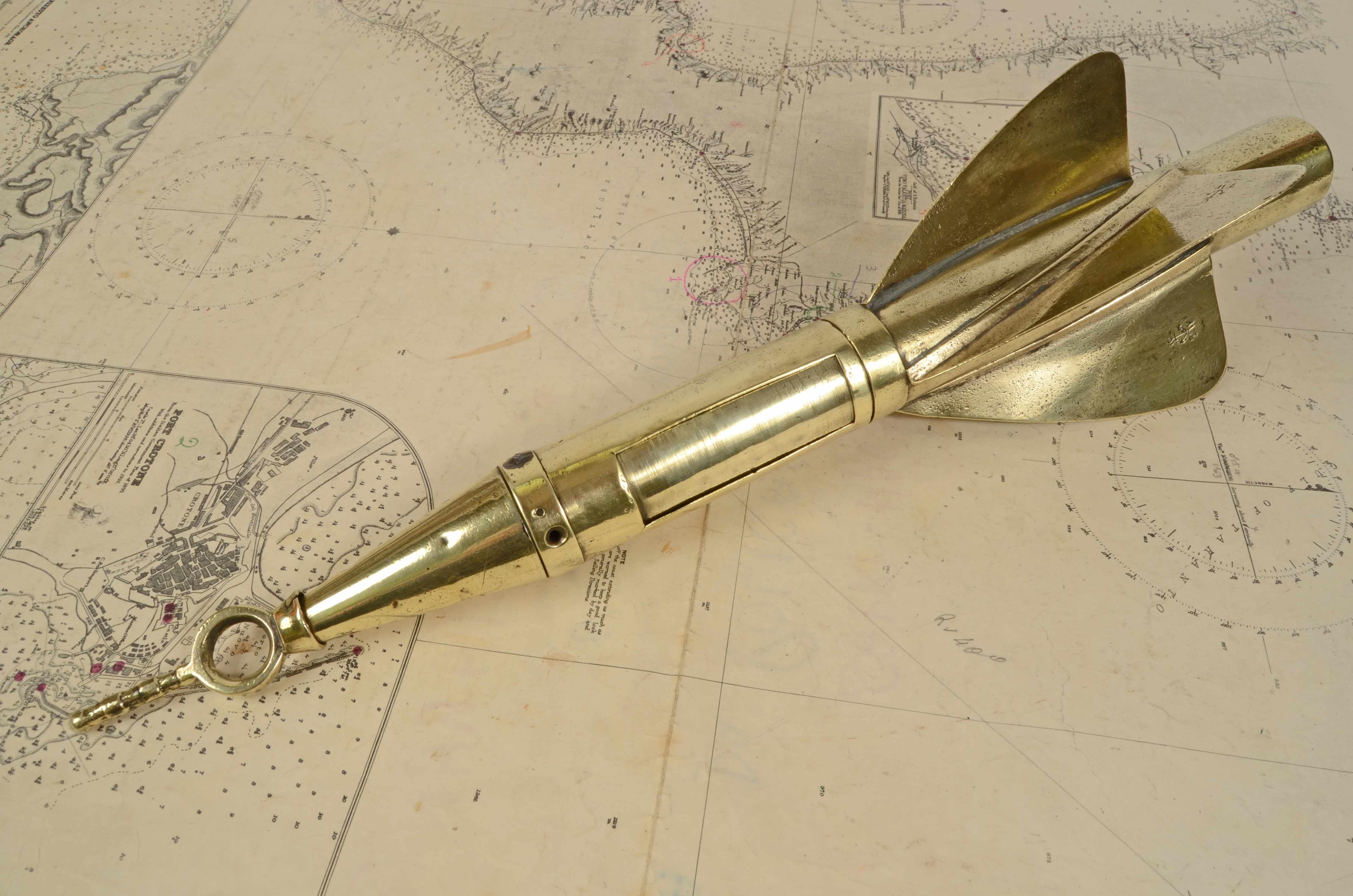 1870s Brass Ship Log Walker's Harpoon Antique Marine Navigation