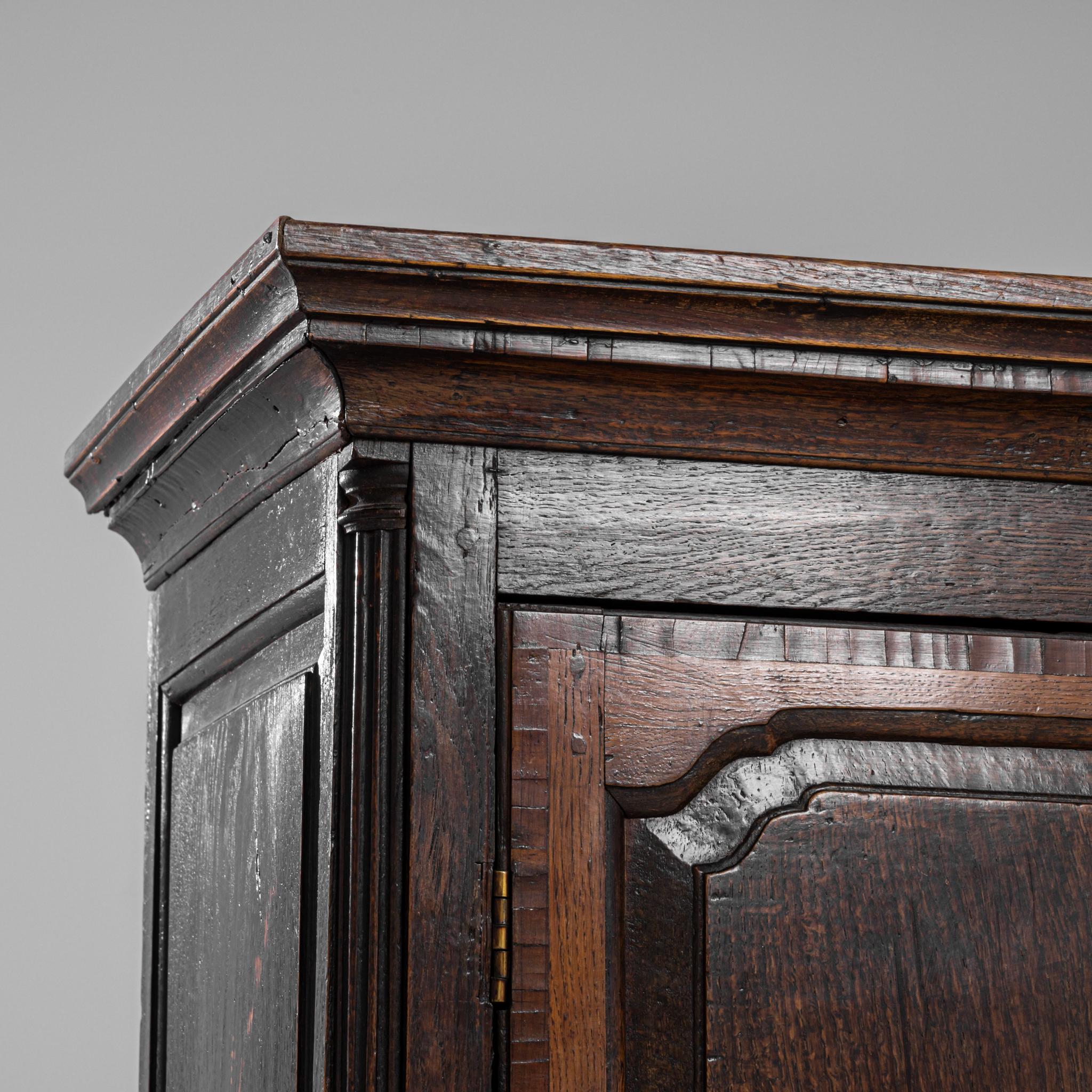 Brass 1870s British Oak Cabinet