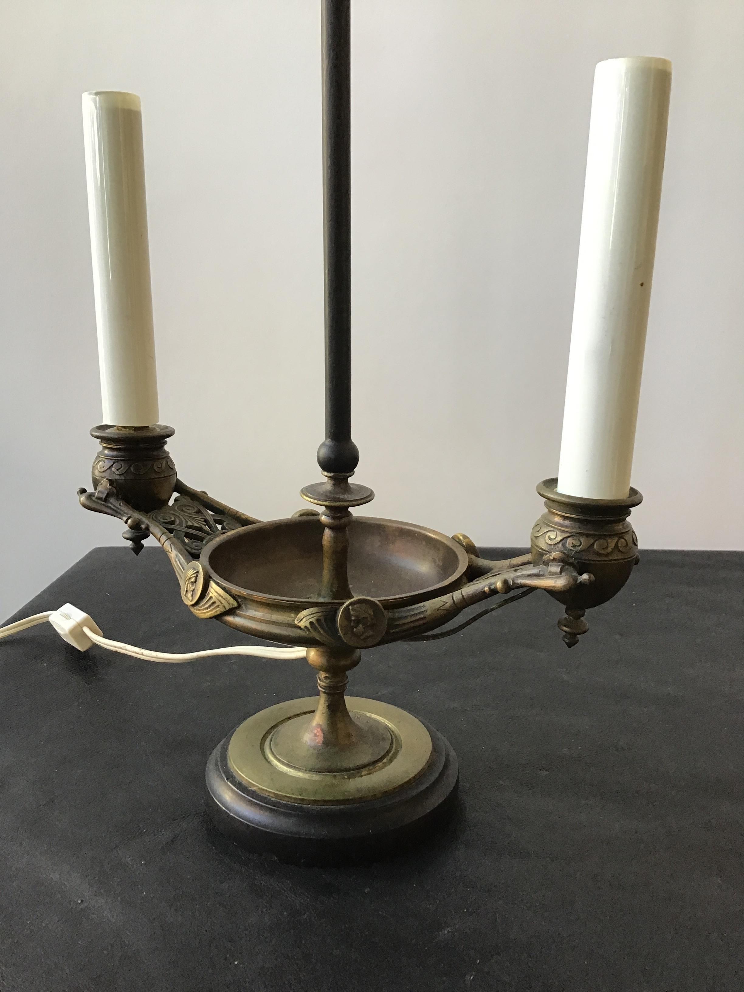 Late 19th Century 1870s Bronze Oil Lamp For Sale