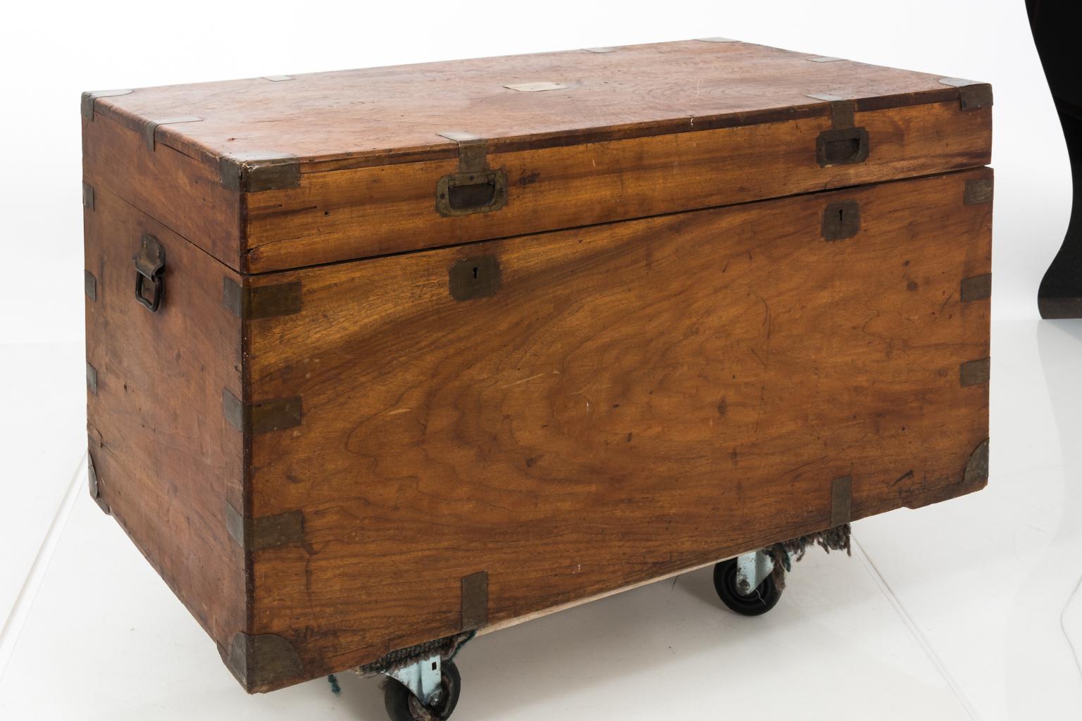 1870s Camphor Wood and Brass Military Campaign Trunk 6