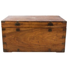 Antique 1870s Camphor Wood and Brass Military Campaign Trunk