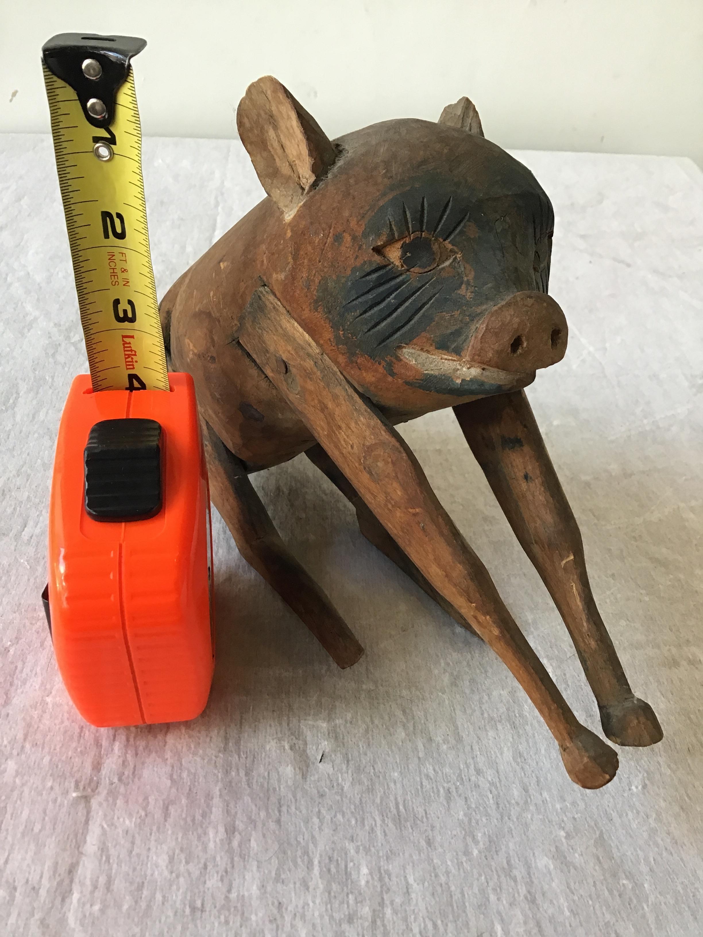 1870s Carved Wood Pig 4