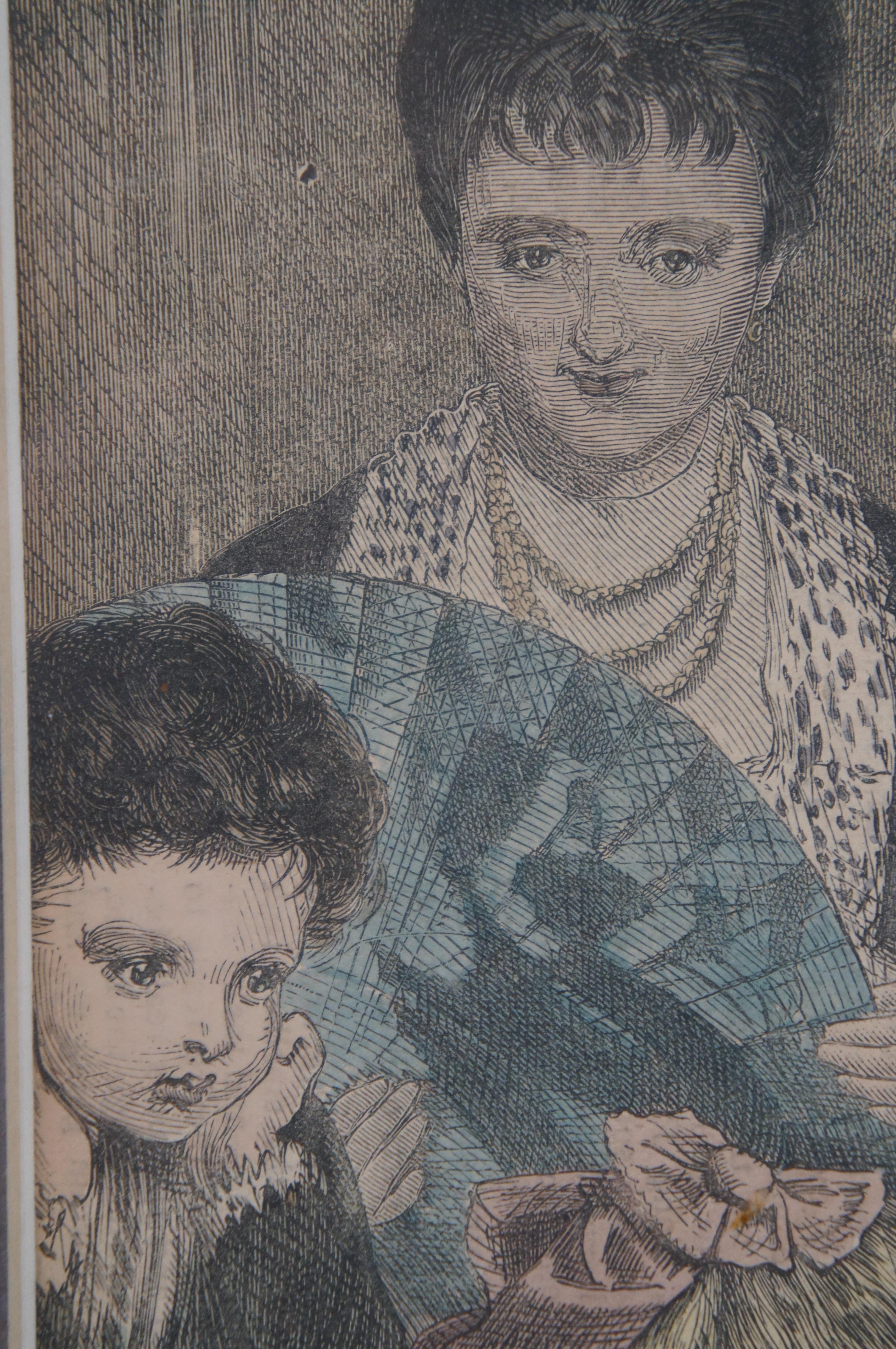 Gravure colorée à la main « Pantomime au jardin de Covent » pour enfants des années 1870 en vente 5