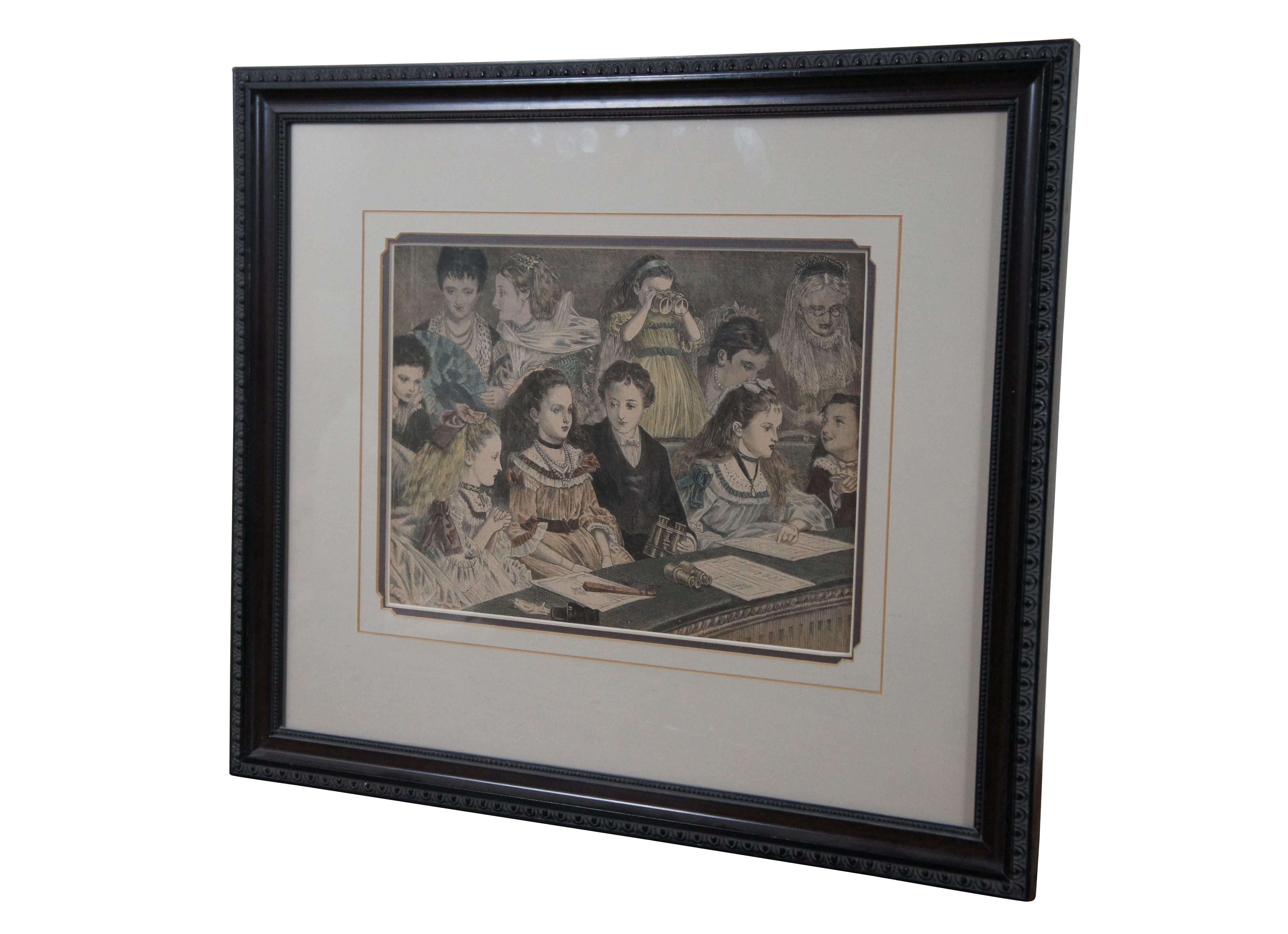 Framed late 19th century hand colored engraving depicting 