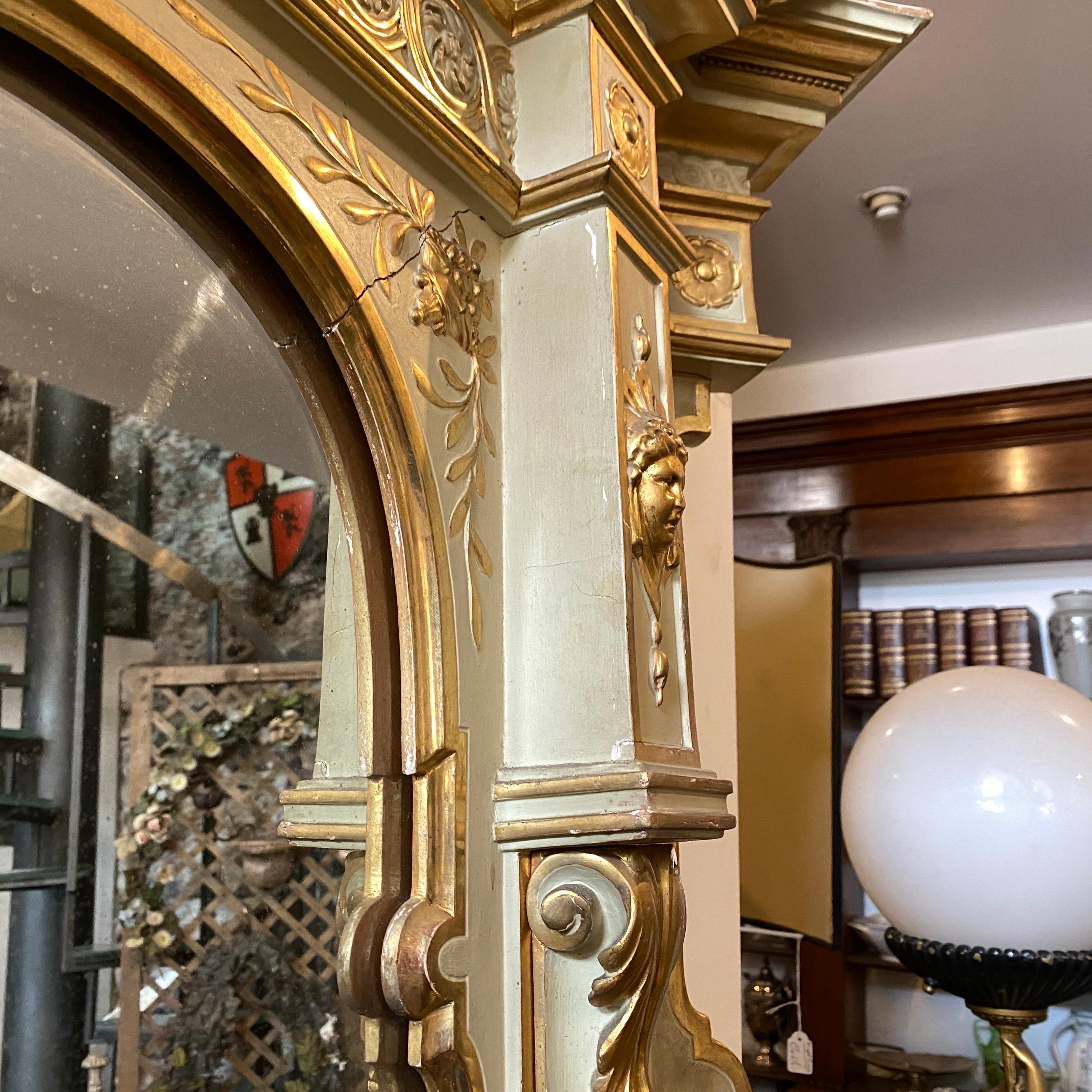 19th Century 1870s Eclectic Lacquered and Gilded Wood Huge Sicilian Floor Mirror For Sale