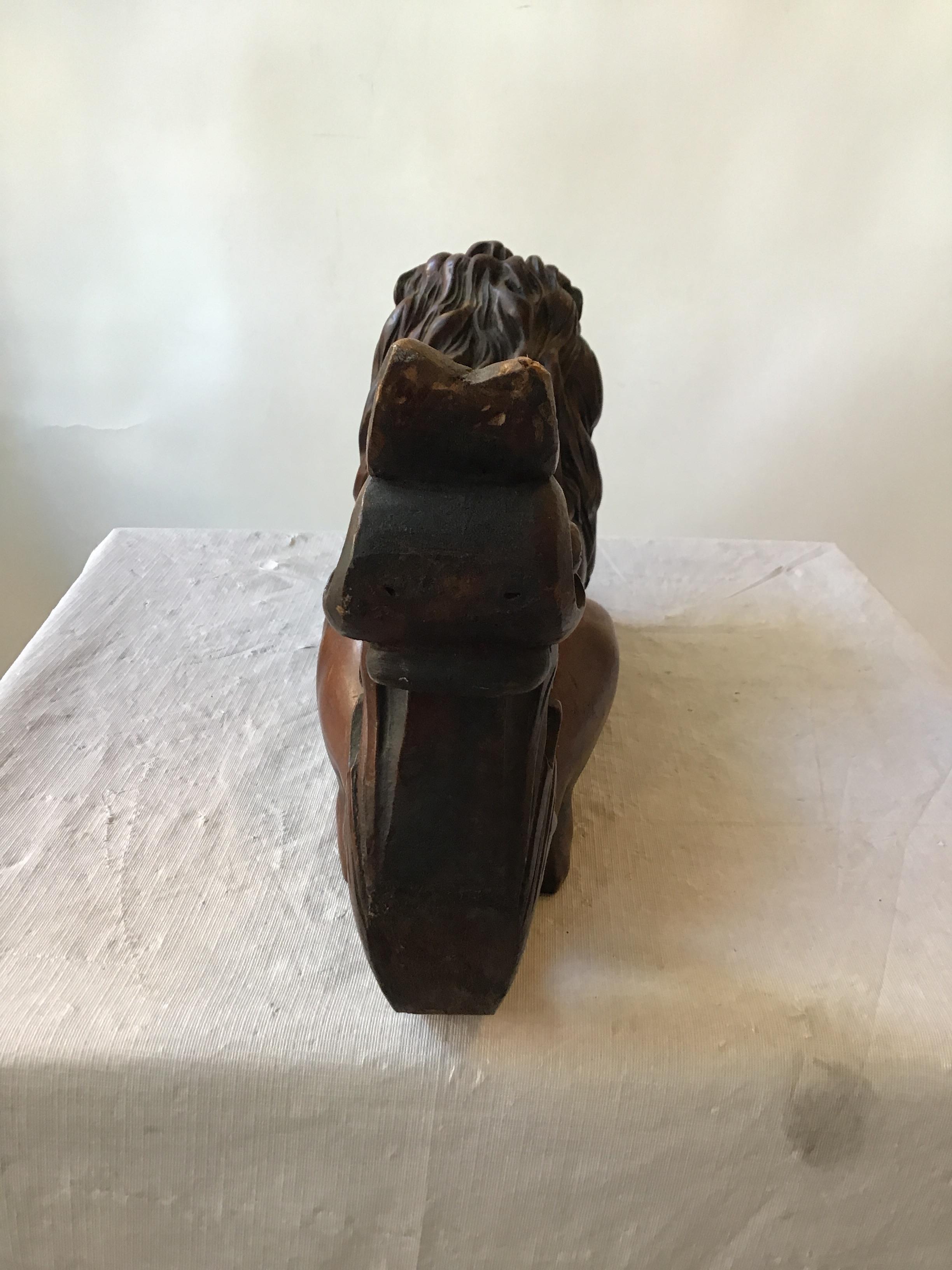 1870s English Carved Wood Lion 1