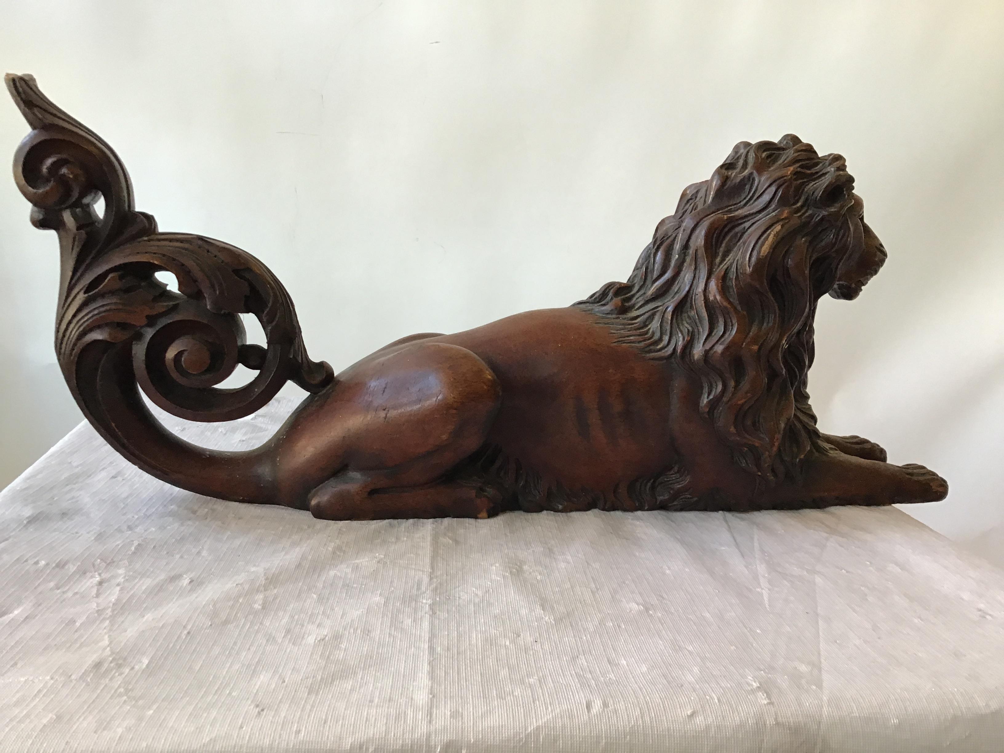 1870s English Carved Wood Lion 2
