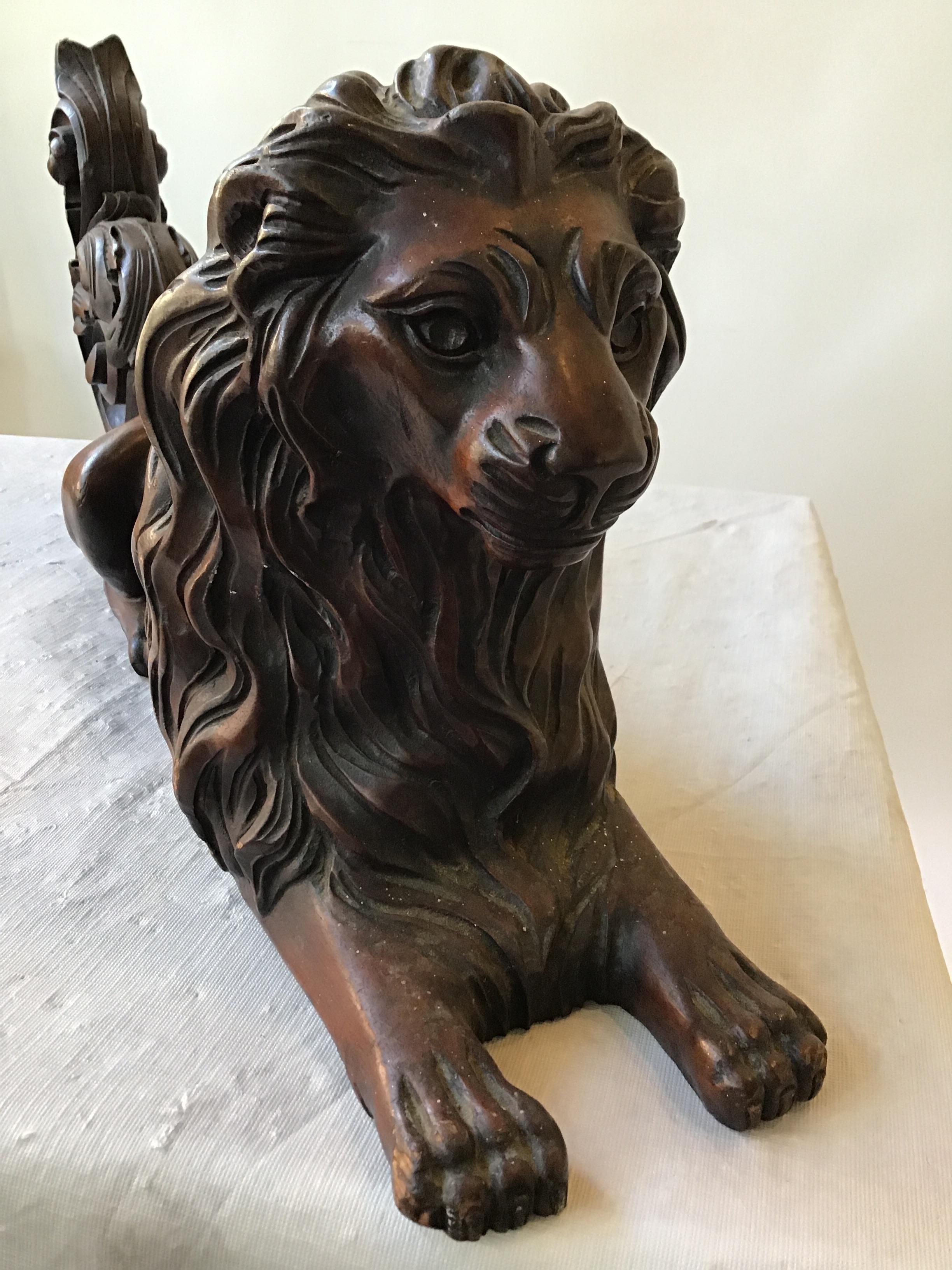 1870s English Carved Wood Lion 3