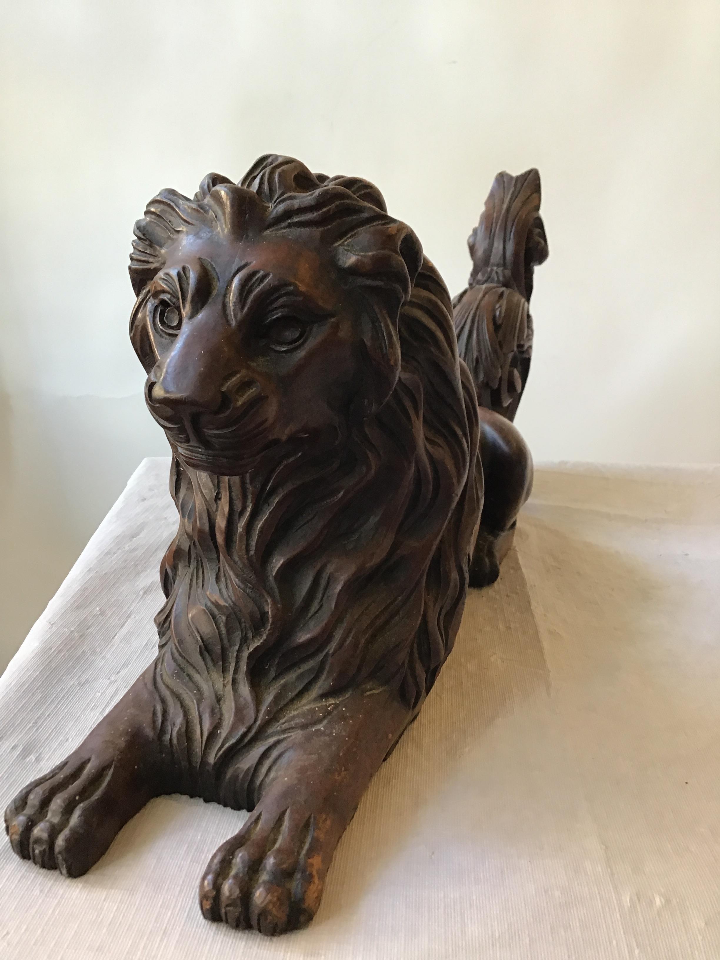 1870s English Carved Wood Lion 5