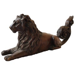 1870s English Carved Wood Lion