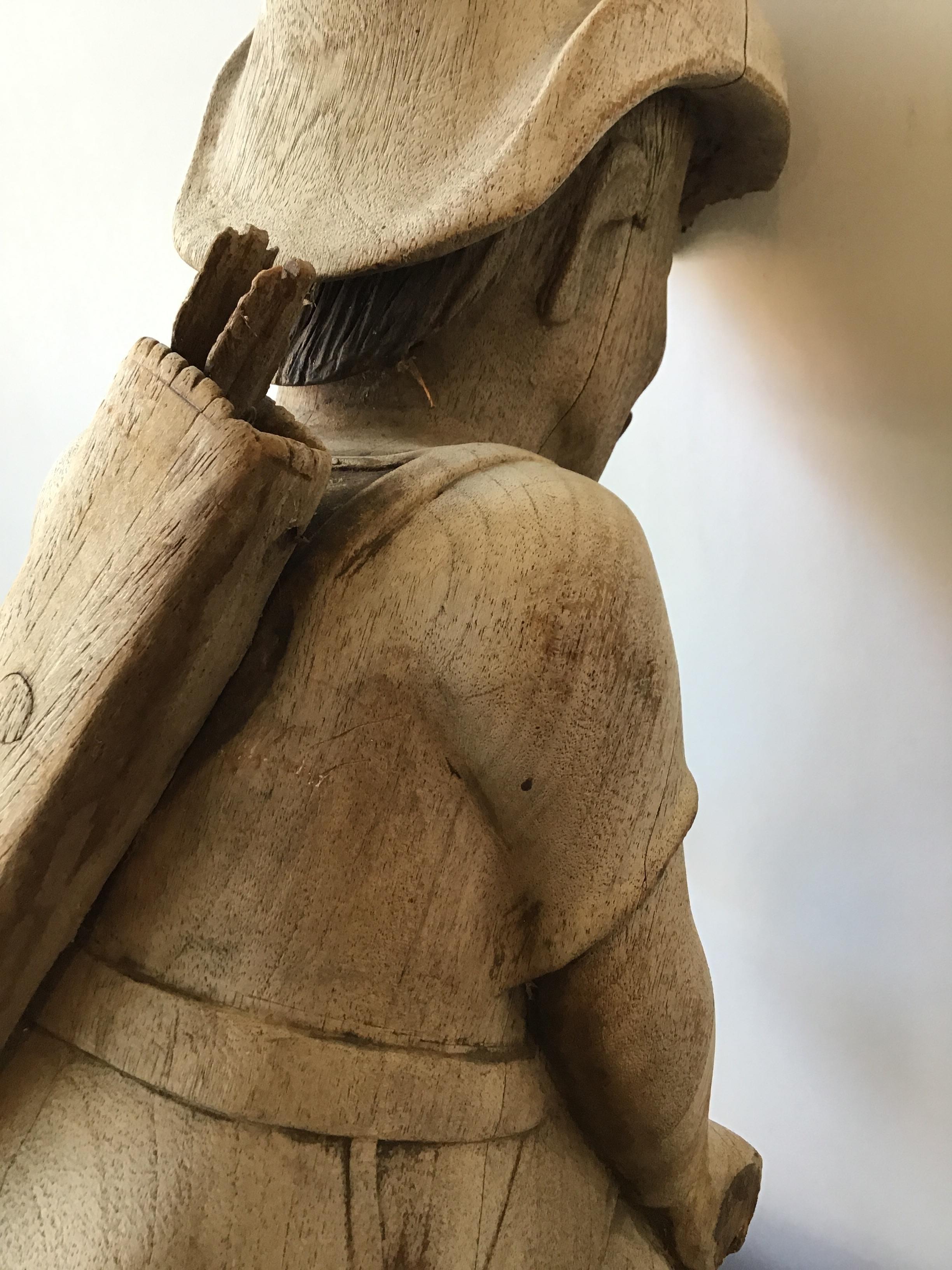 1870s English Carved Wood Robin Hood Figure For Sale 9