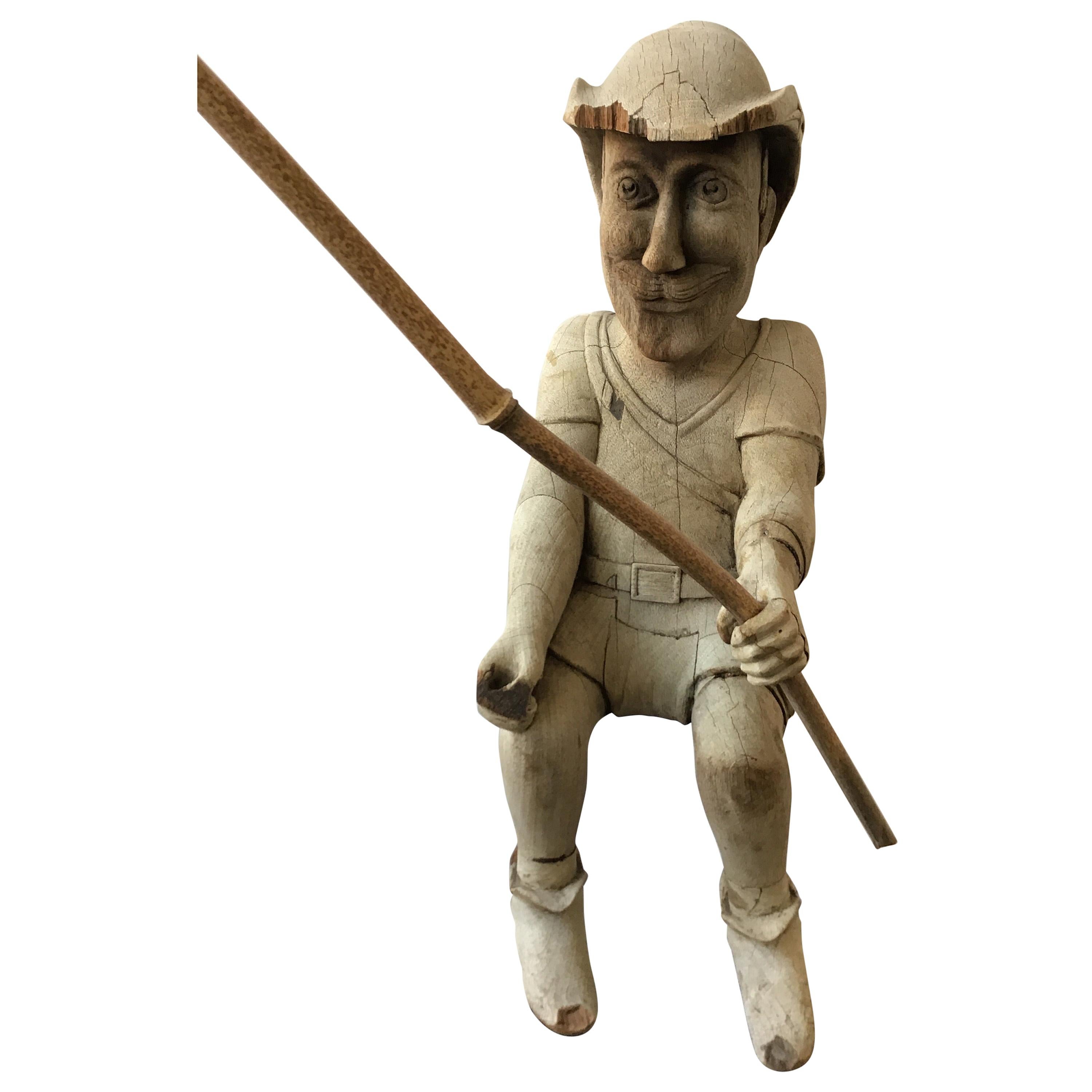 1870s English Carved Wood Robin Hood Figure For Sale