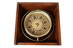 1870s English Dry Nautical Compass Original Wooden Box Signed Mc Innels Glasgow
