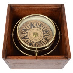 Antique 1870s English Dry Nautical Compass Original Wooden Box Signed Mc Innels Glasgow