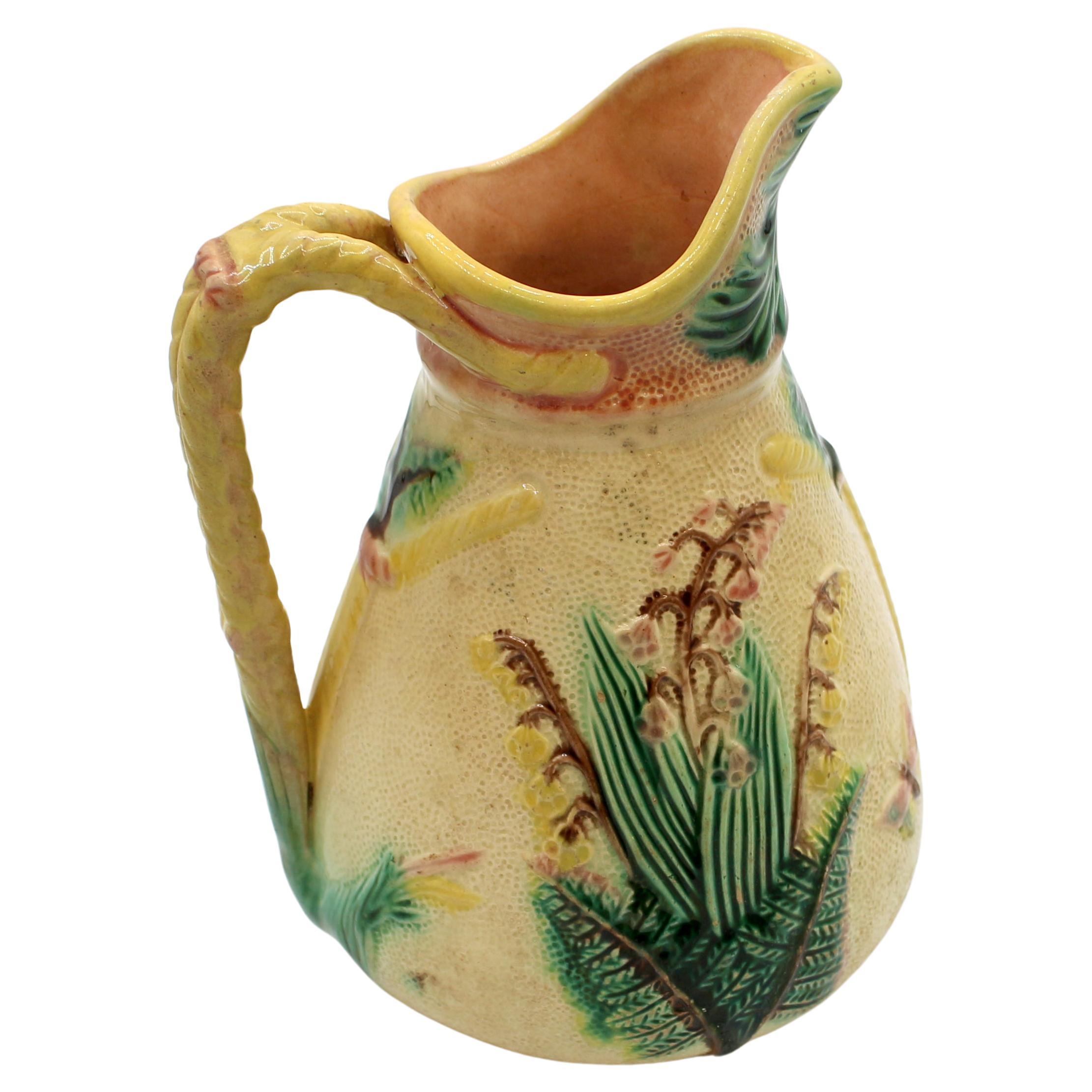 1870s English Majolica Pitcher For Sale