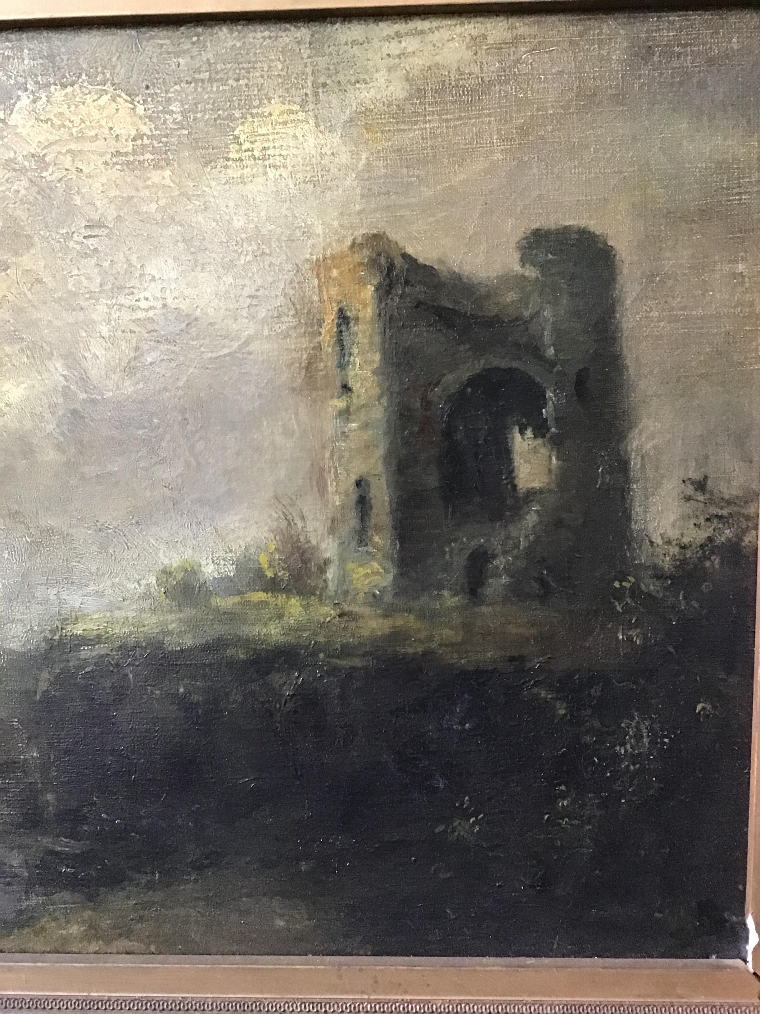 Late 19th Century 1870s European Castle Painting