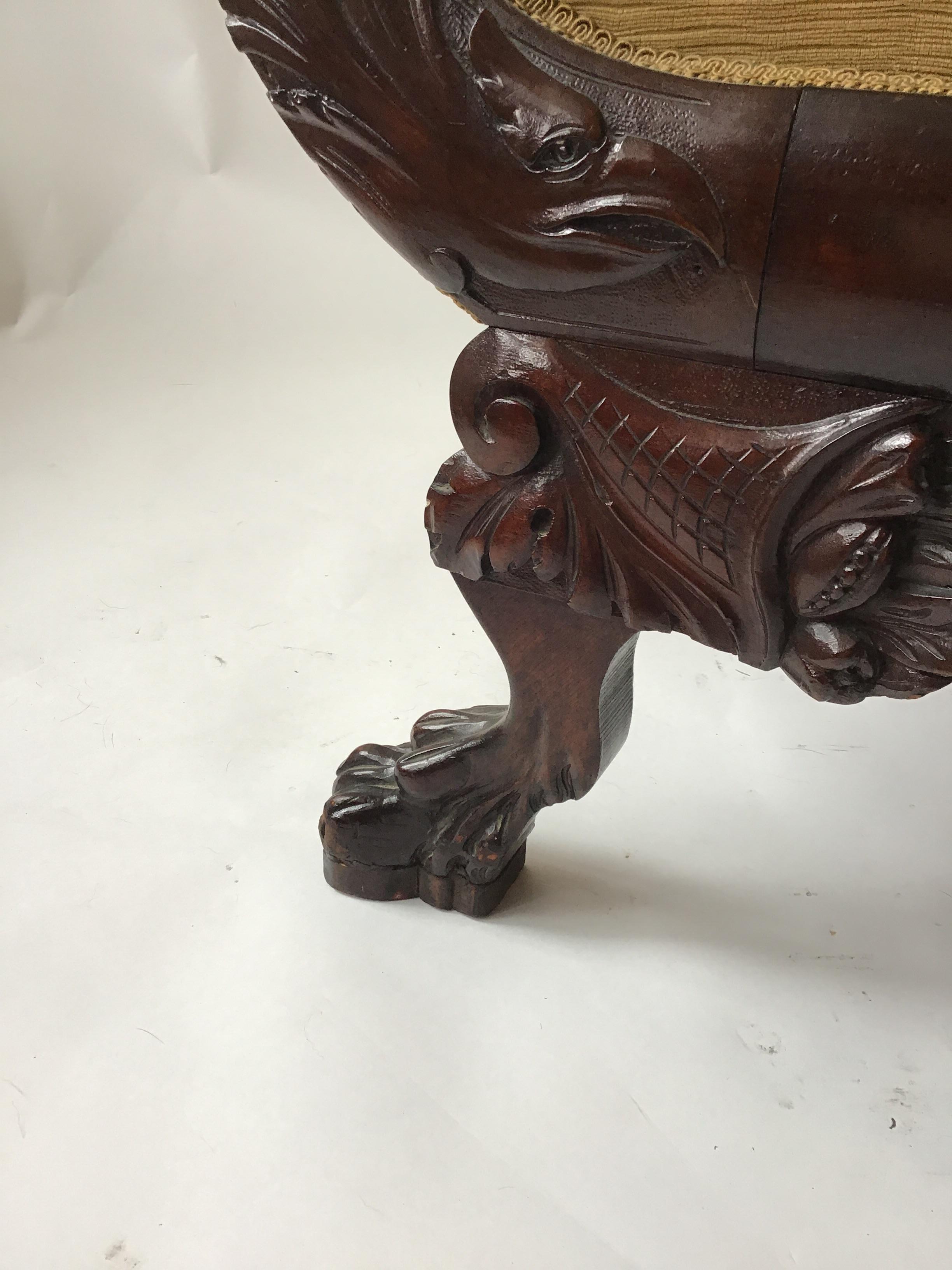 1870s Federal Carved Wood Eagle Throne Chair 5