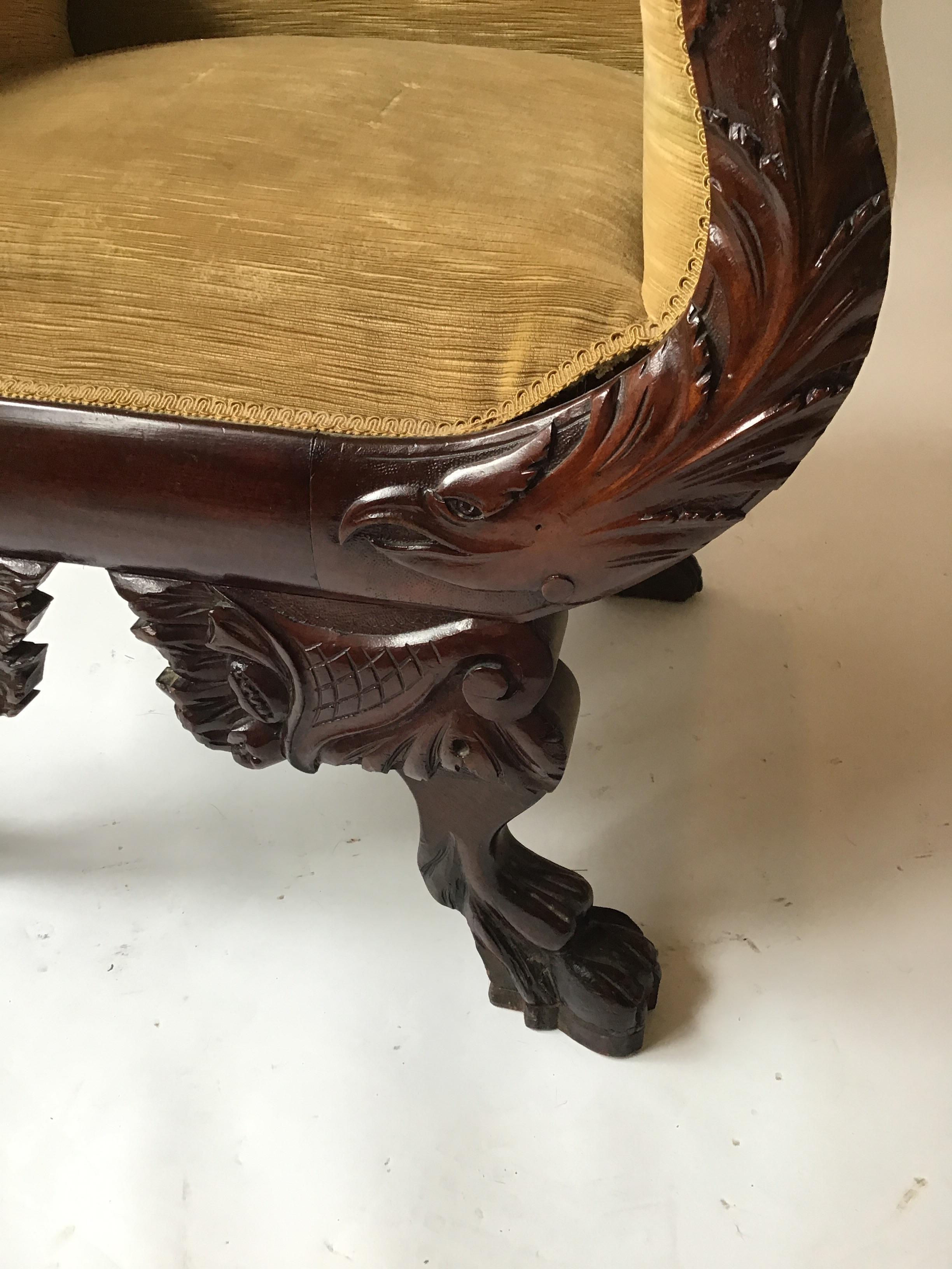 1870s Federal Carved Wood Eagle Throne Chair 3