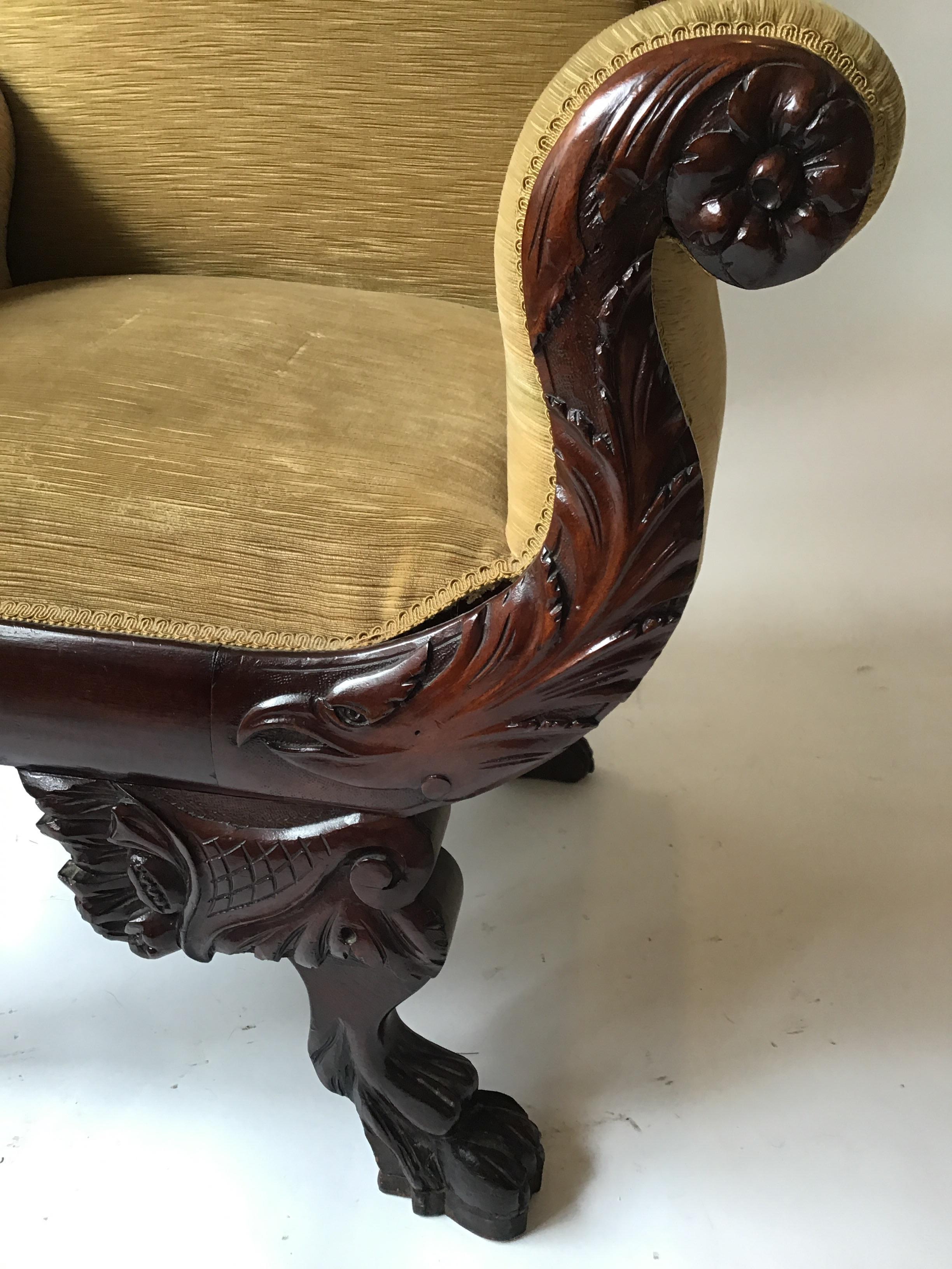 1870s Federal Carved Wood Eagle Throne Chair 4