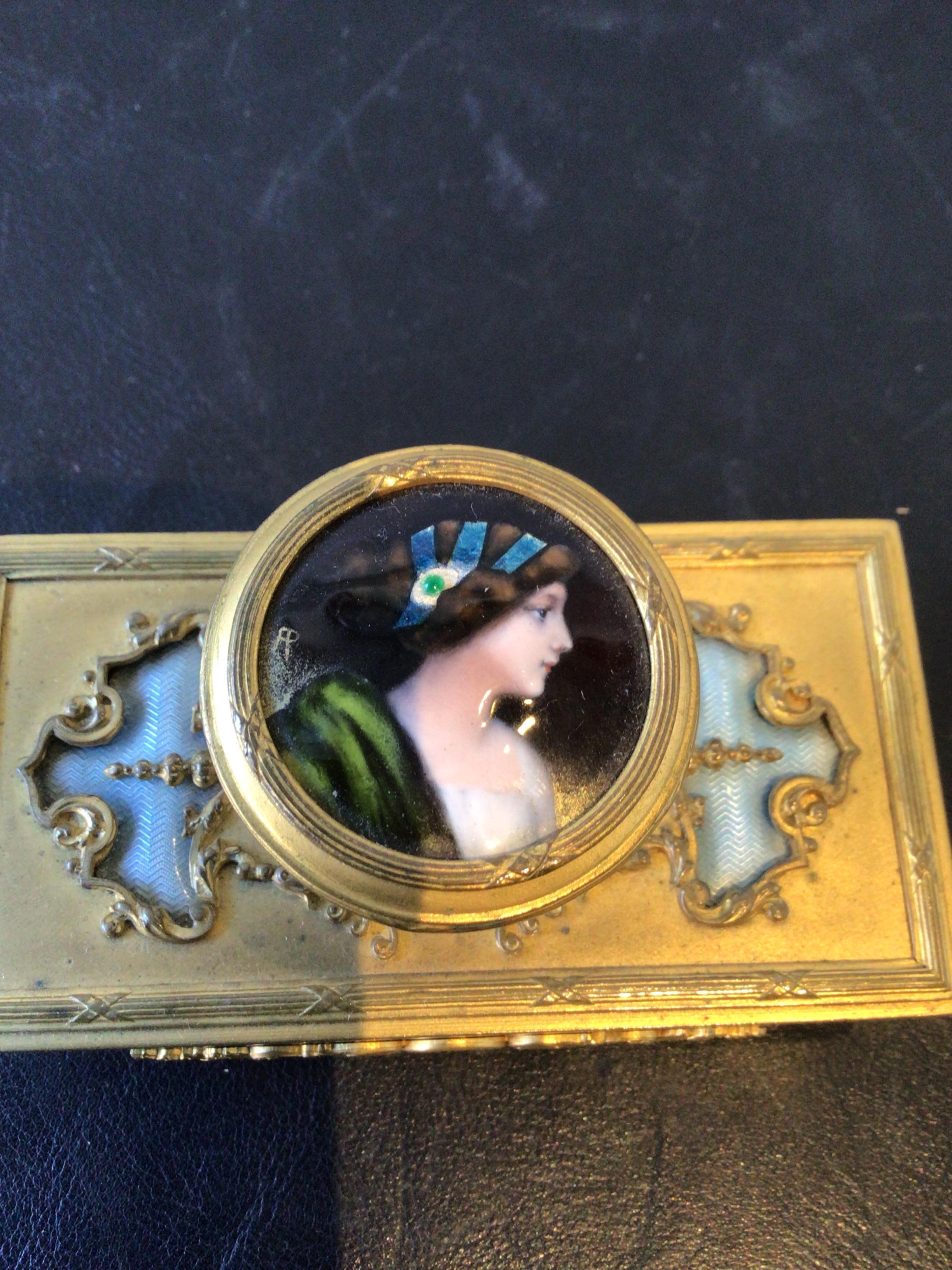 1870s French Bronze and Enamel Inkwell Set For Sale 4