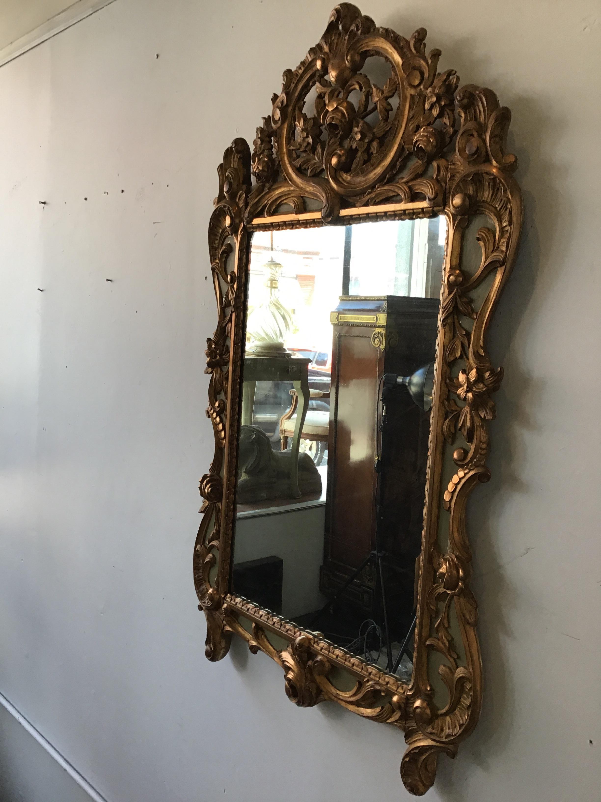 1870s French Carved Wood Gilt Mirror In Good Condition In Tarrytown, NY