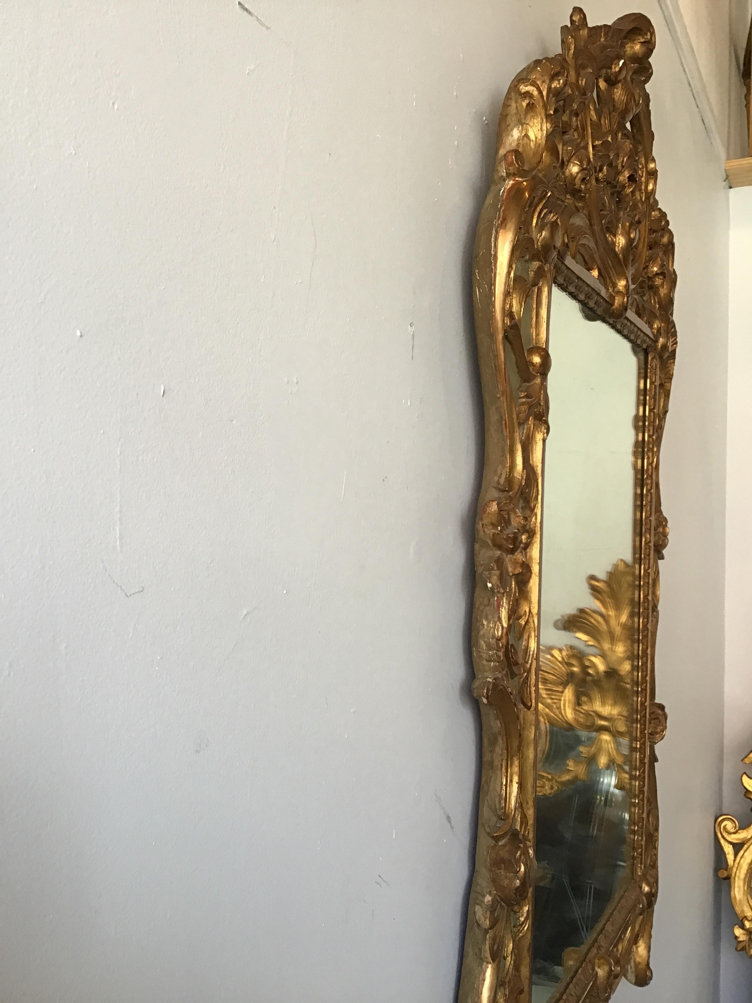 Late 19th Century 1870s French Carved Wood Gilt Mirror