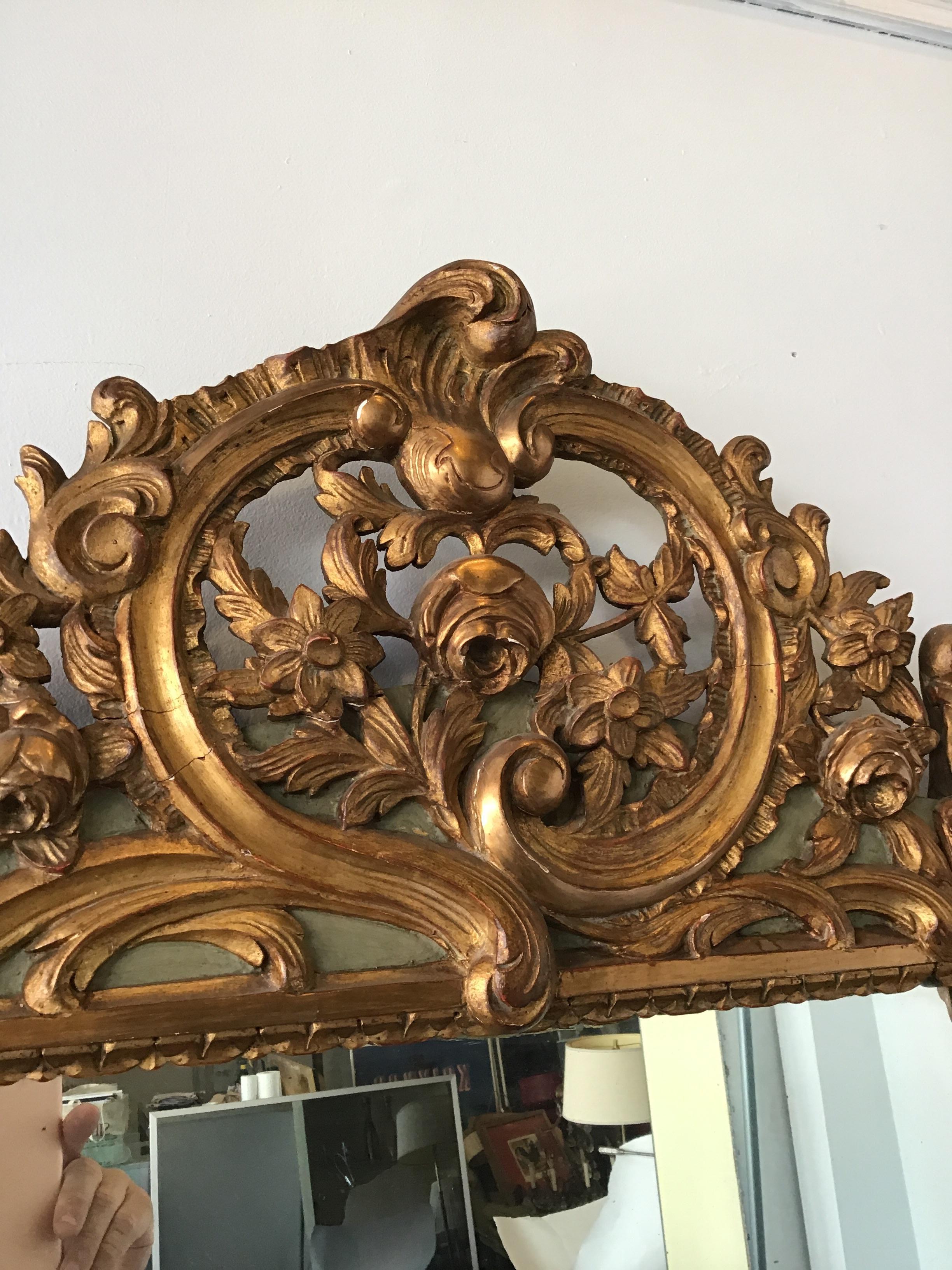 1870s French Carved Wood Gilt Mirror 1