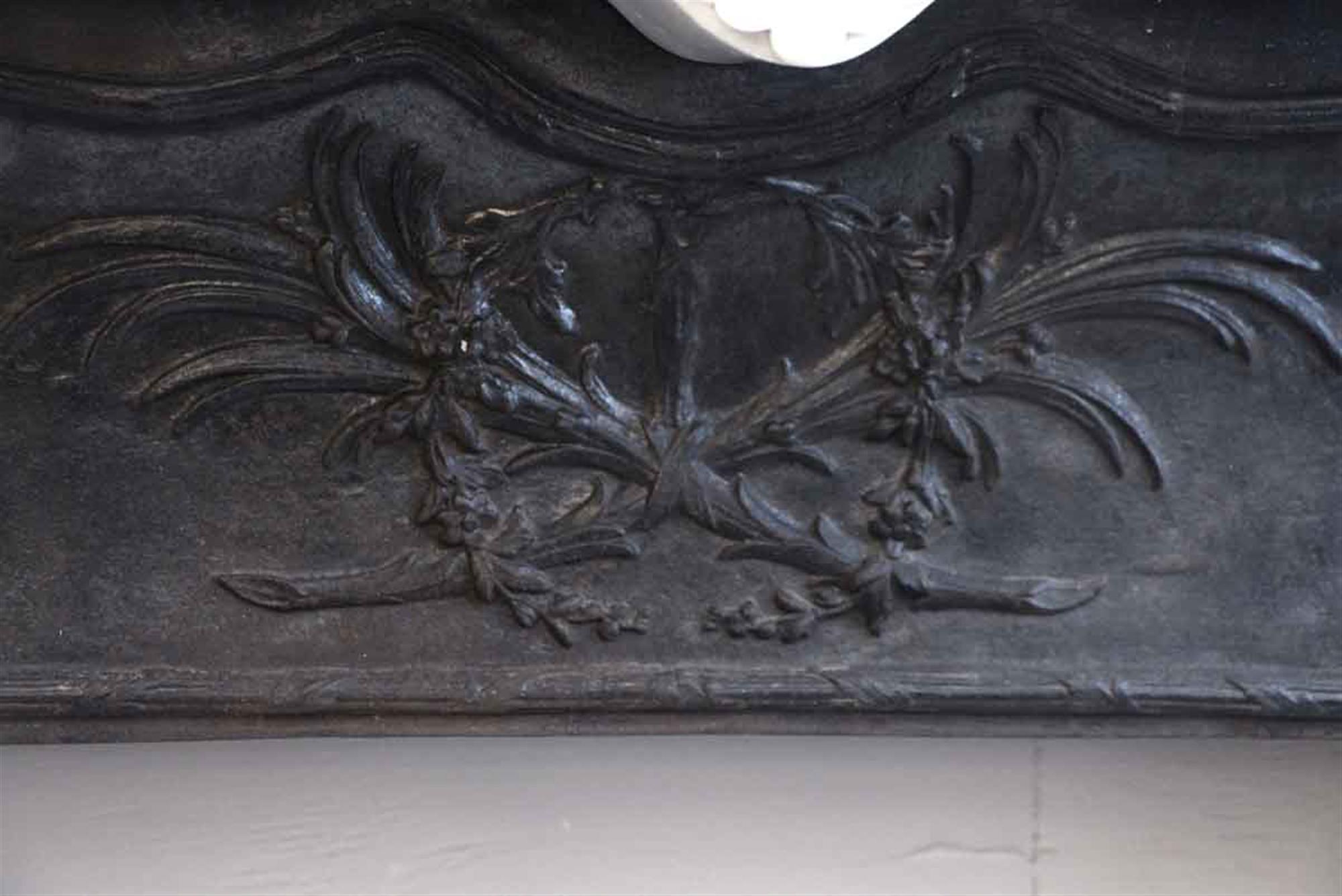 1870s French Heavily Hand Carved Marble Mantel with Cast Iron Insert 7