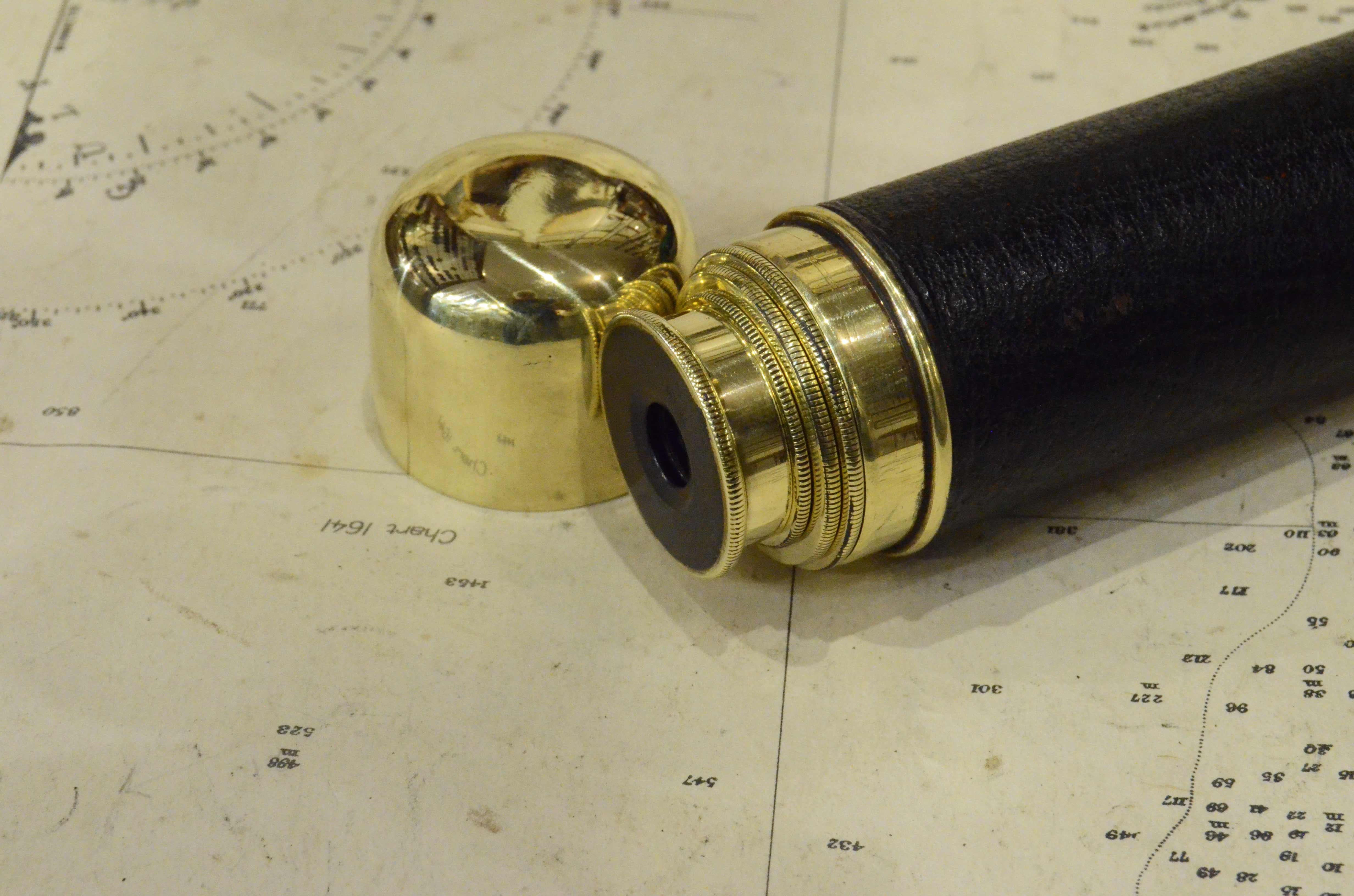 1870s French Small Brass Telescope Small Antique Original Scientific Instrument 1