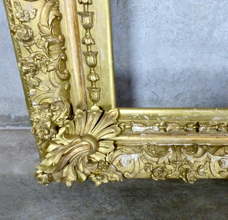 1870s Grand Antique French Gilt Picture Frame at 1stDibs