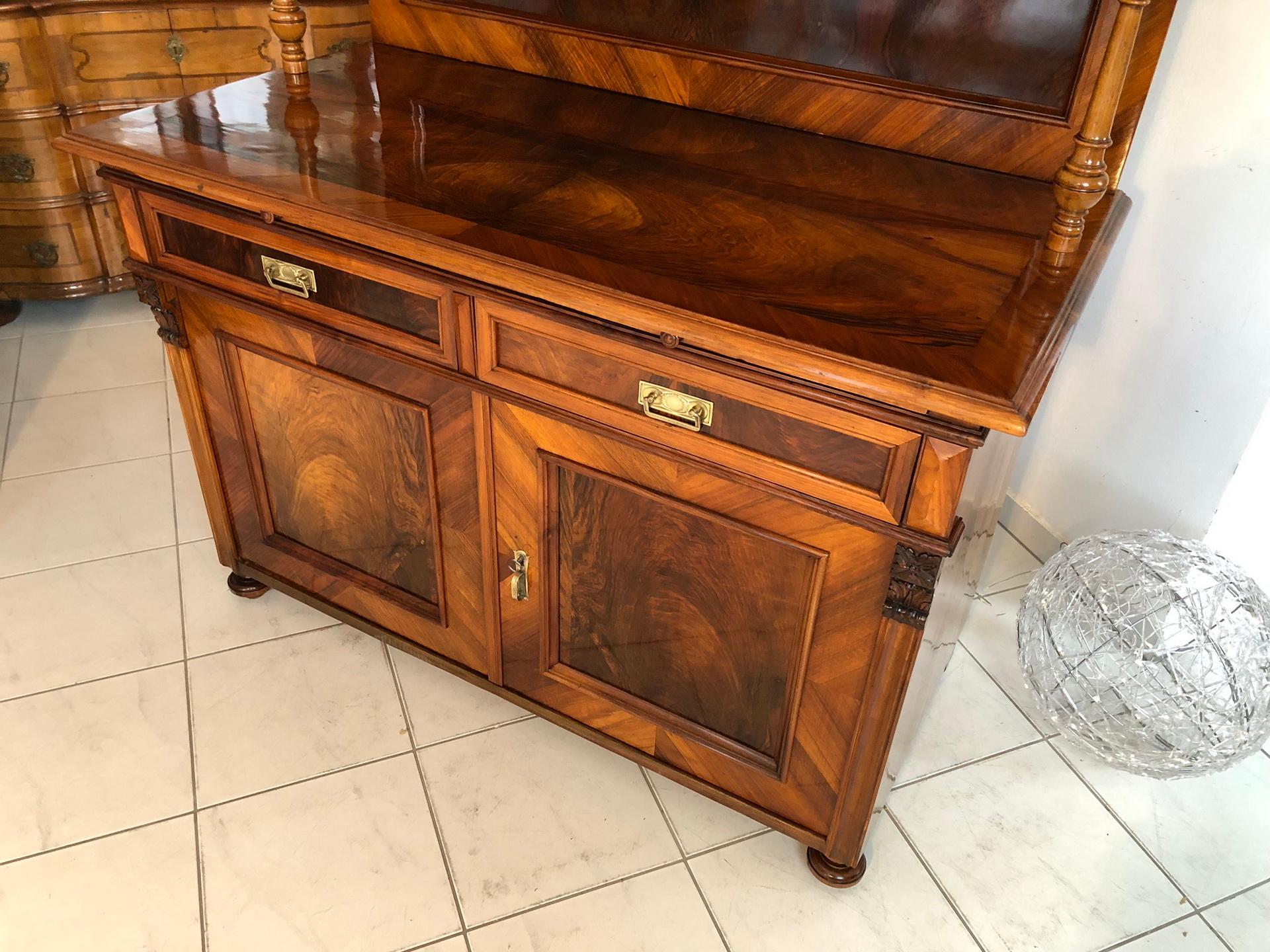 Neoclassical 1870s Historicism Buffet with a Walnut Veneer For Sale