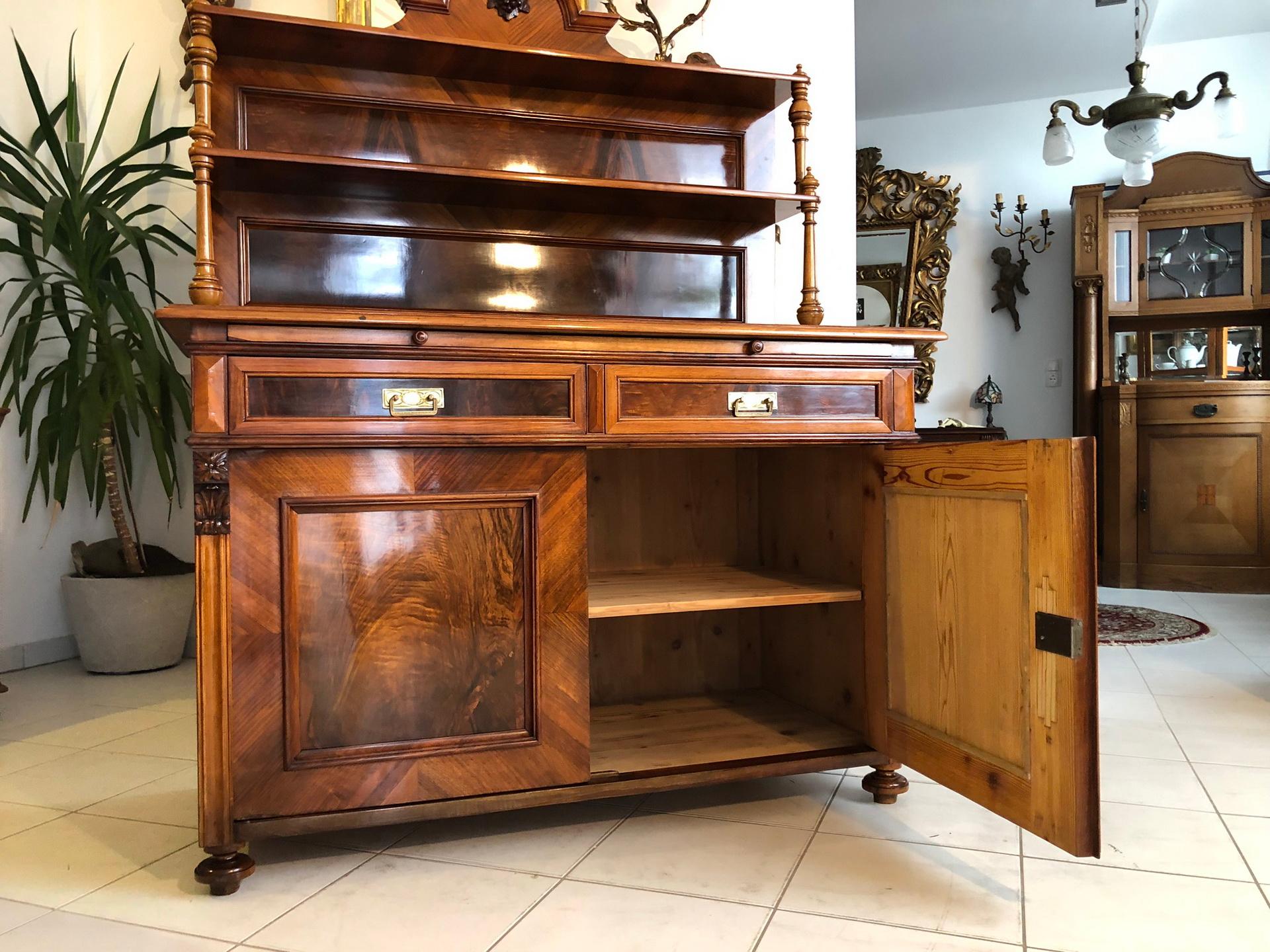 Late 19th Century 1870s Historicism Buffet with a Walnut Veneer For Sale