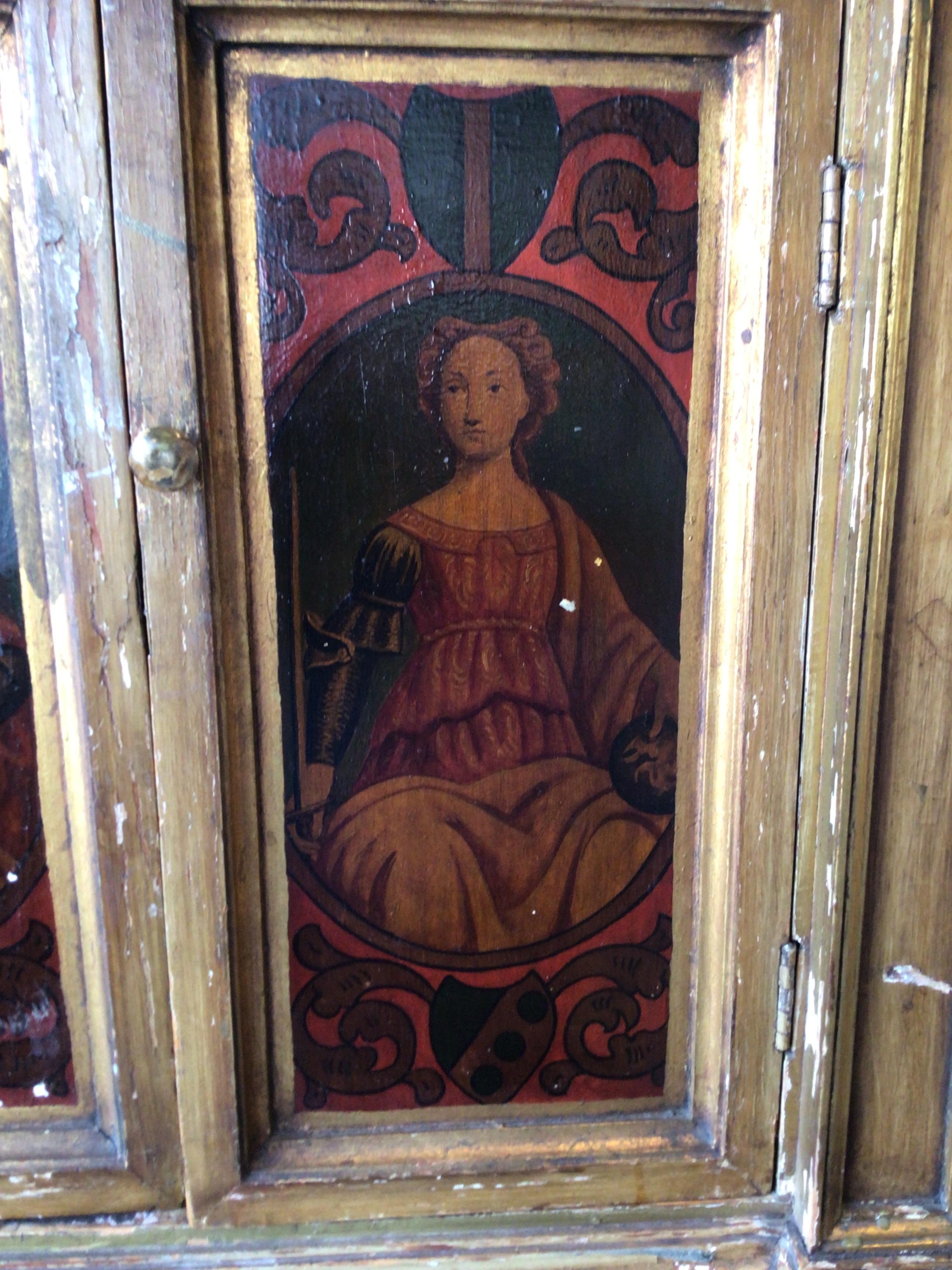 1870s Italian Renaissance Style Painted Cupboard In Good Condition For Sale In Tarrytown, NY