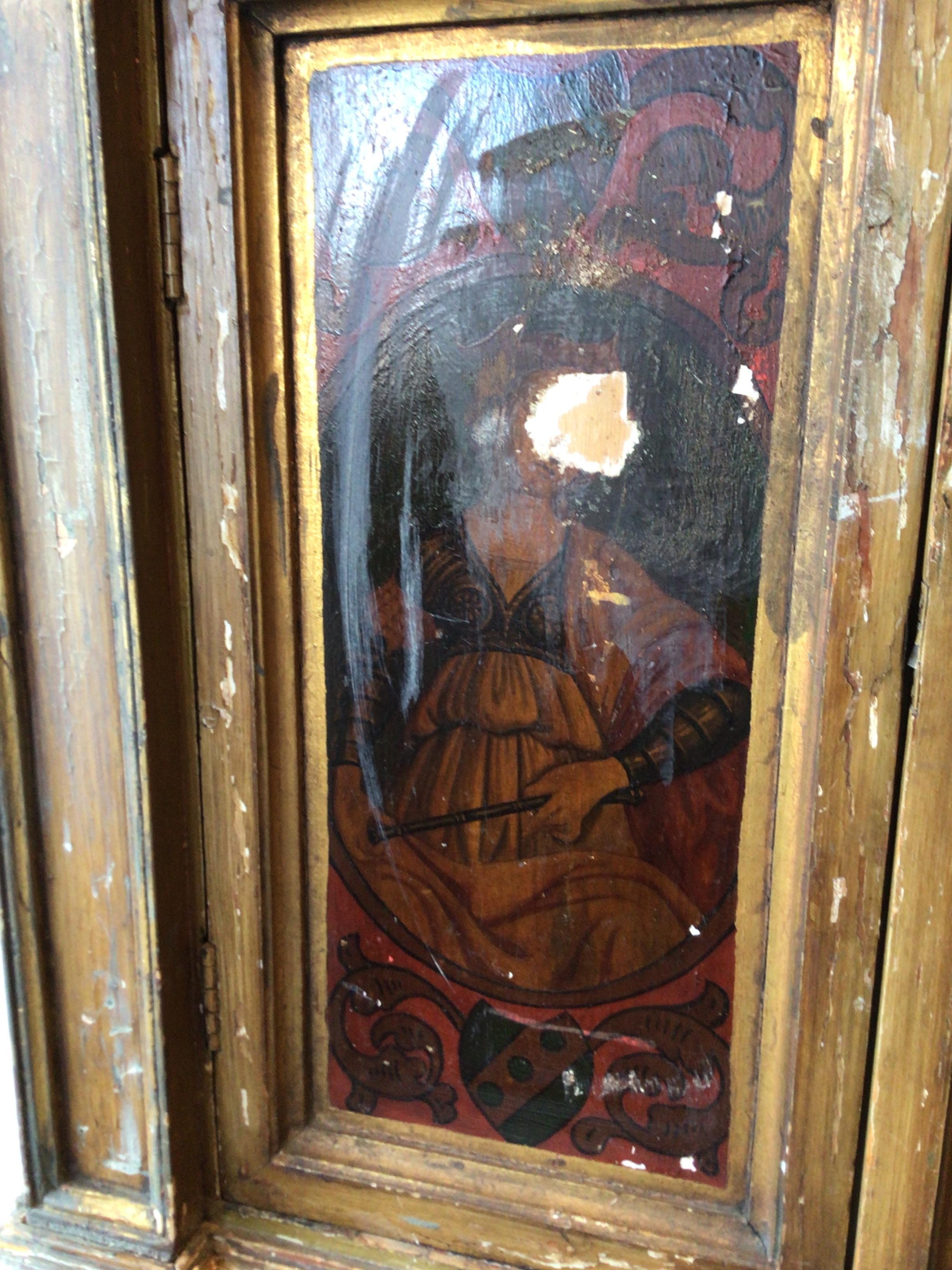 Late 19th Century 1870s Italian Renaissance Style Painted Cupboard For Sale