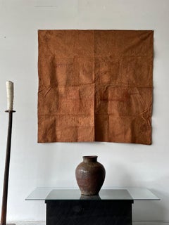 1870s Japanese Antique Wabi-Sabi Abstract Panel・Layered Washi Kakishibu Tapestry