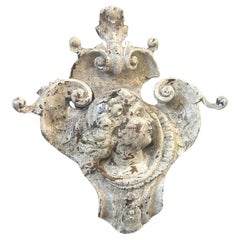 1870s Louis Philippe Hand-carved Italian Wood Fragment on an Iron Base