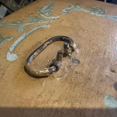 Scatola siciliana Louis Philippe del 1870 in legno laccato blu e arancione