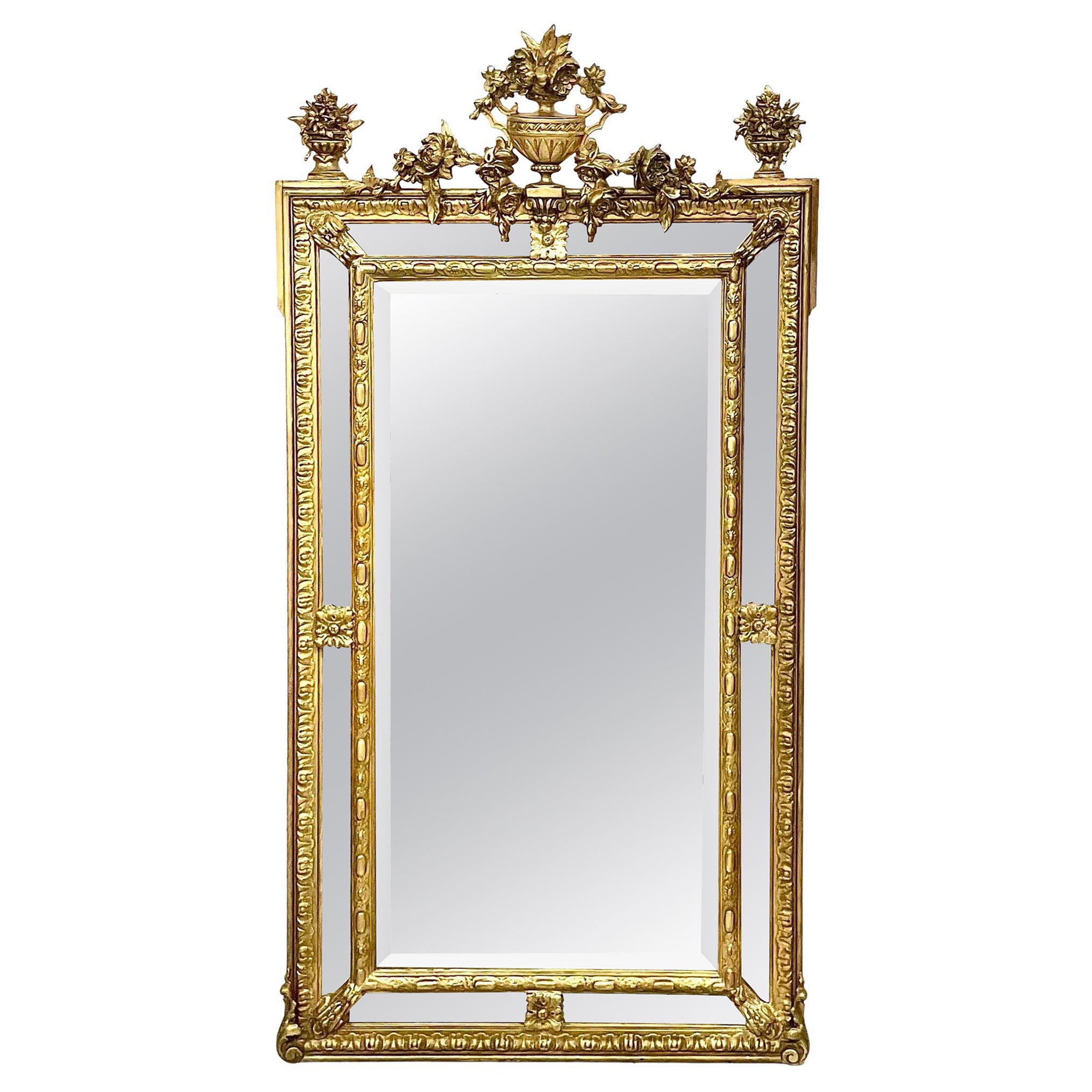 Espejo de madera dorada estilo Luis XVI de 1870