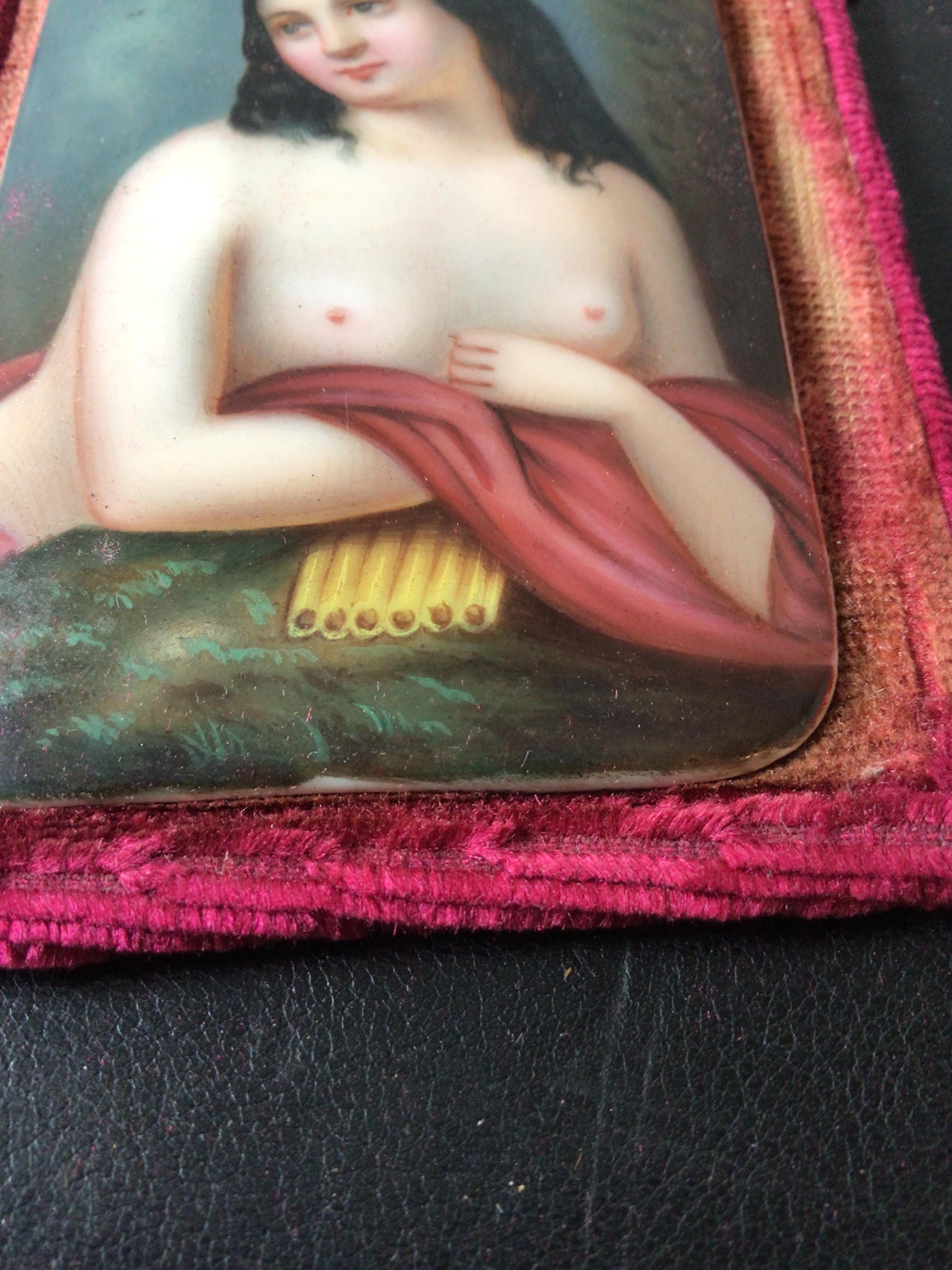 1870s Minature Portrait on Porcelain of Nude Woman For Sale 1
